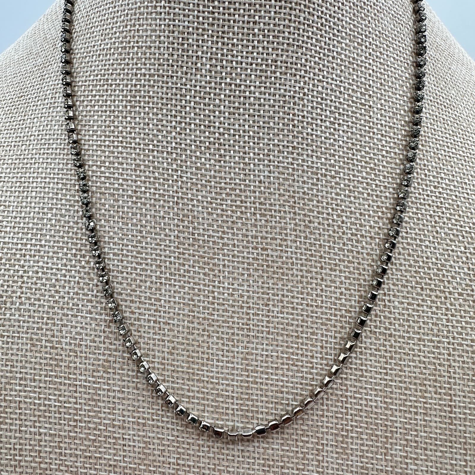 Vintage 80s Silver Tone Clear Diamond Cut Bead Ball Chain Necklace Retro Jewelry - Thumbnail 6