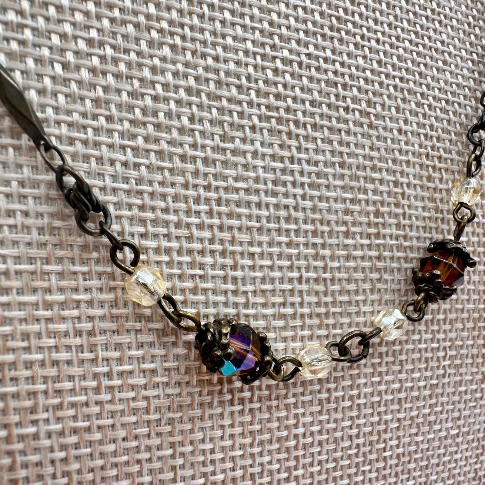 Vintage Y2K Chico’s Bronze Tone Faceted Beaded Necklace Boho Statement Jewelry - Thumbnail 3