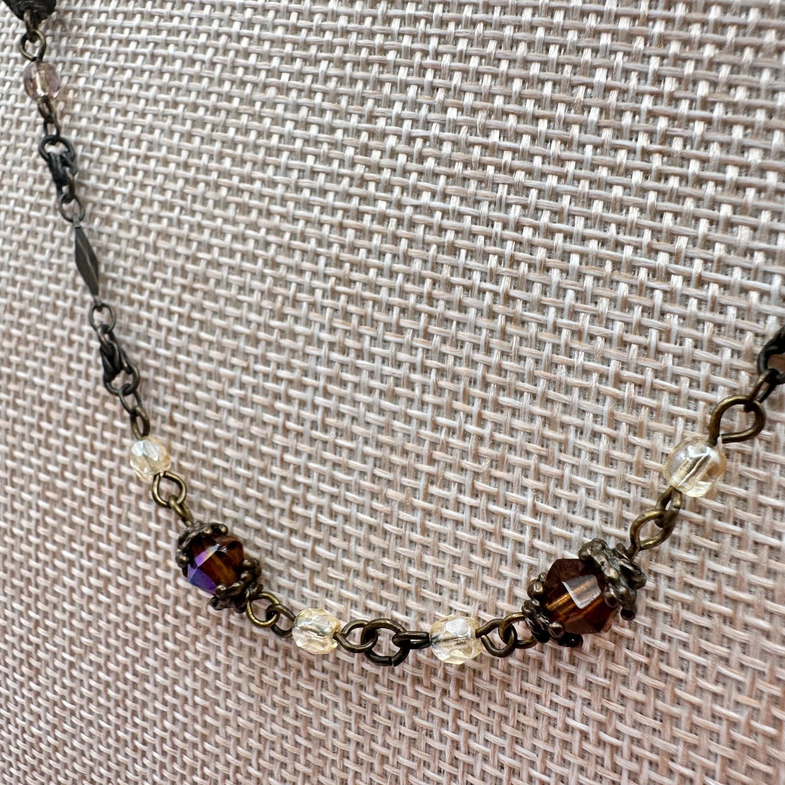 Vintage Y2K Chico’s Bronze Tone Faceted Beaded Necklace Boho Statement Jewelry - Thumbnail 5