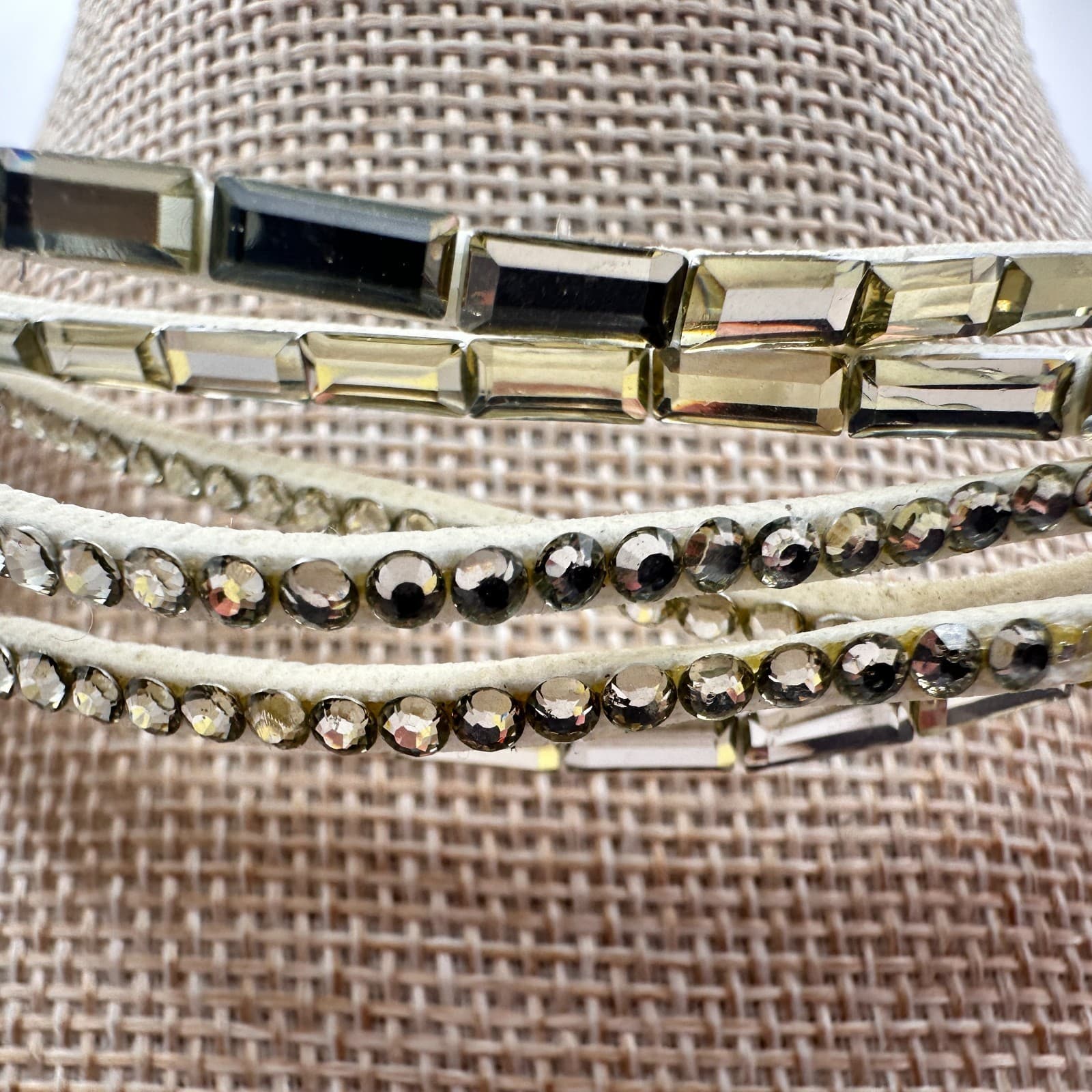 Vintage Y2K Multi-Strand Clear Glass Choker Wrap Necklace Womens Classic Jewelry - Thumbnail 7