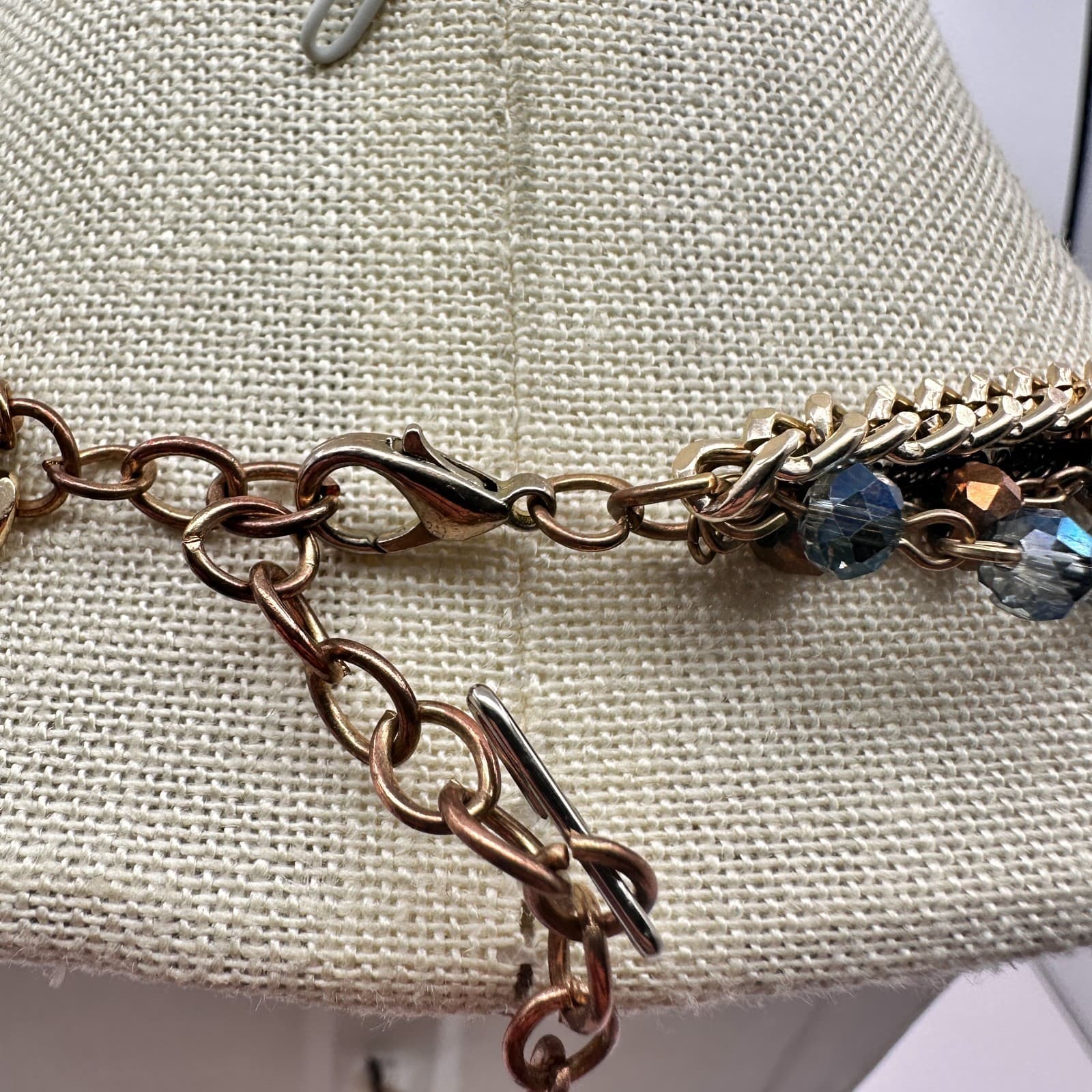 Vintage 80s Sweet Escape Multi Strand Beaded Necklace Mixed Gold Chain Jewelry - Thumbnail 8