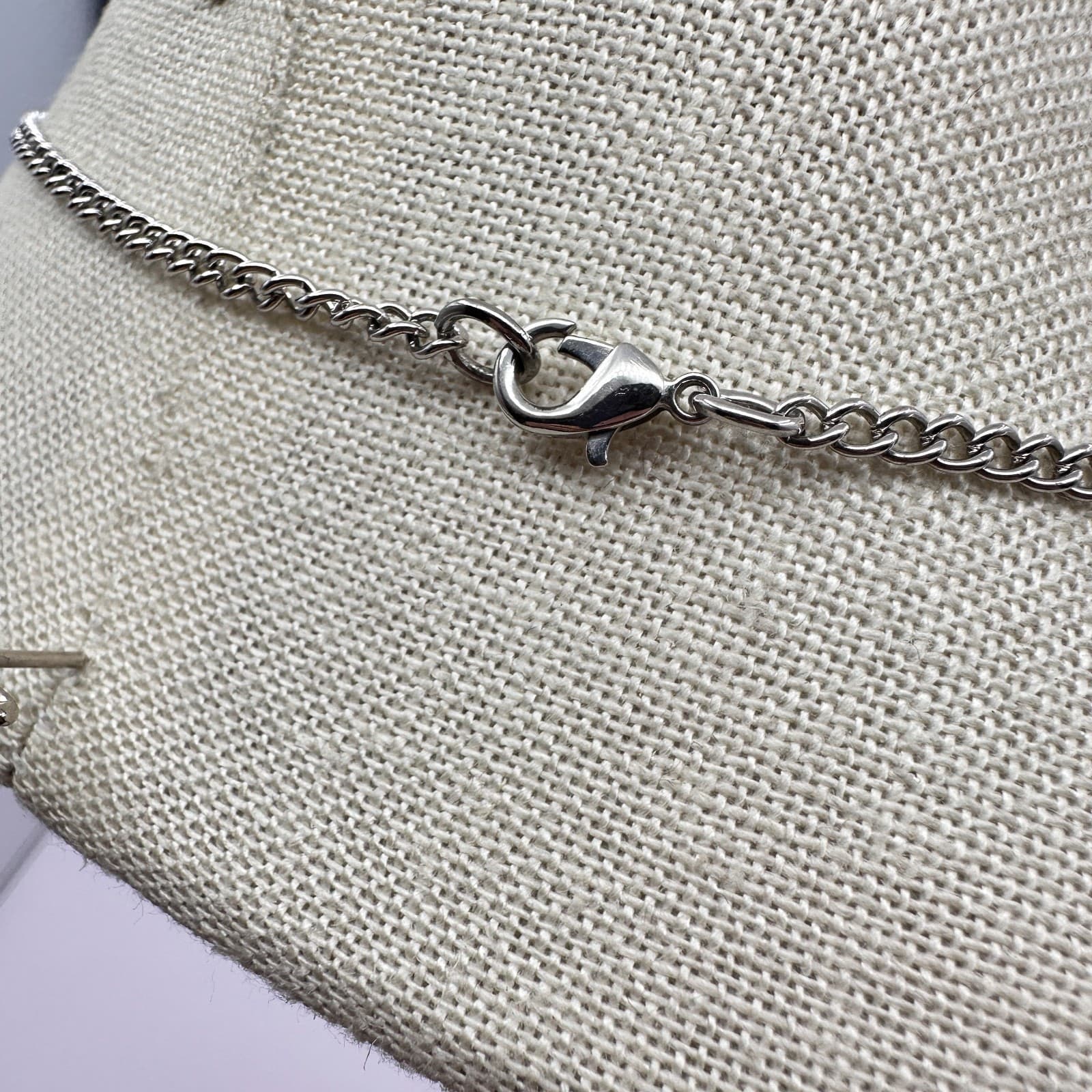 Vintage Y2K Silver Tone Curb Chain Tassel Fringe Pendant Necklace Jewelry - Thumbnail 7