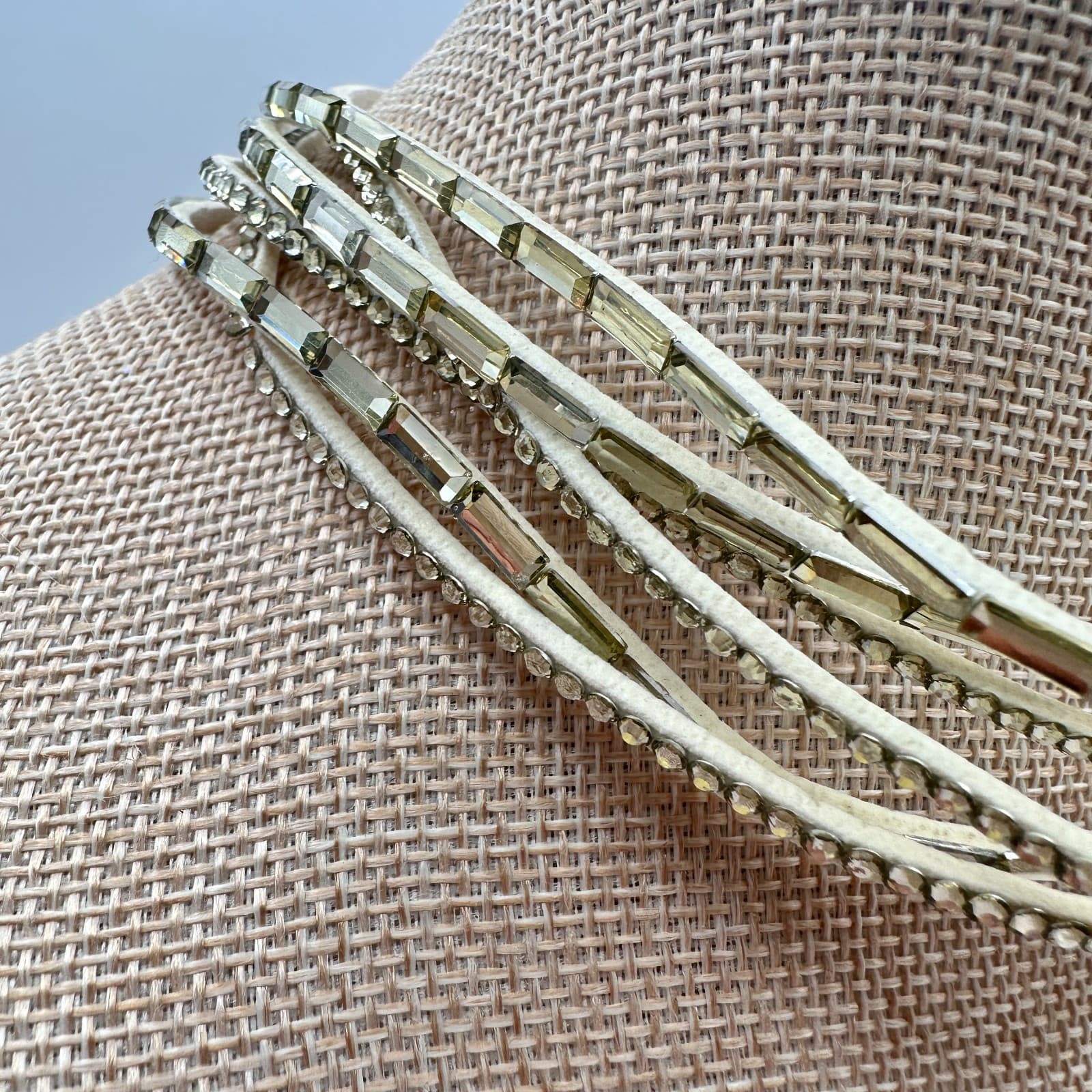 Vintage Y2K Multi-Strand Clear Glass Choker Wrap Necklace Womens Classic Jewelry - Thumbnail 2
