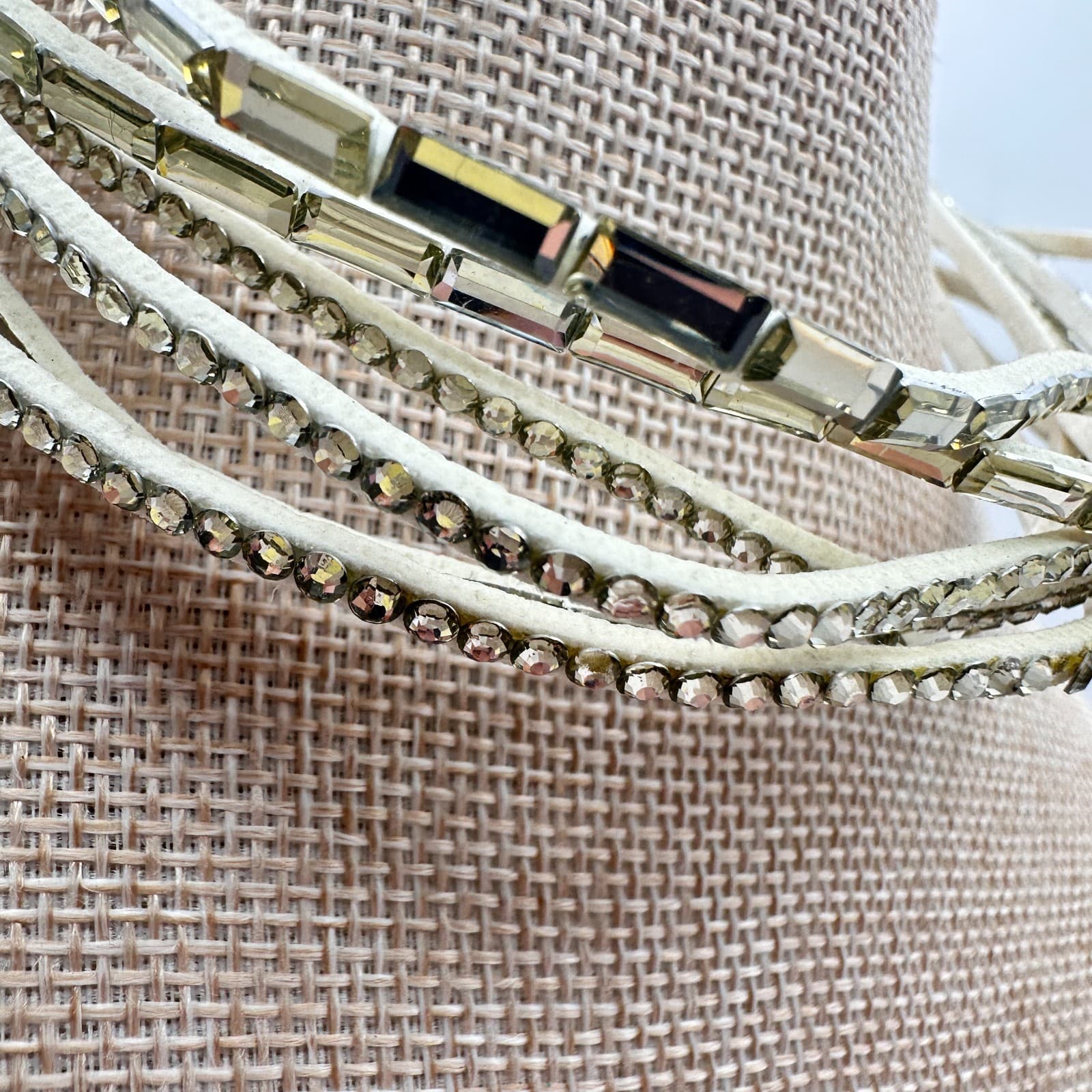 Vintage Y2K Multi-Strand Clear Glass Choker Wrap Necklace Womens Classic Jewelry - Thumbnail 5