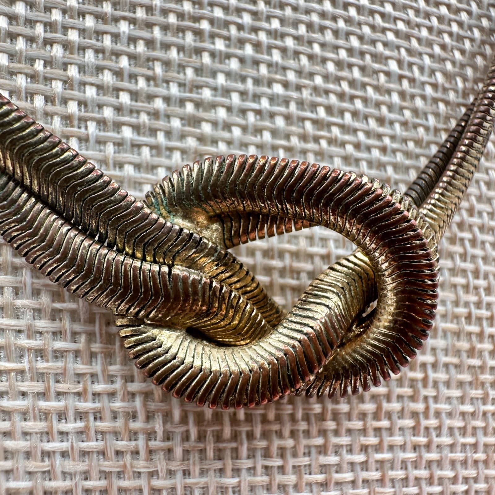 Vintage 90s Gold Tone Double Strand Snake Chain Love Knot Necklace Jewelry - Thumbnail 3