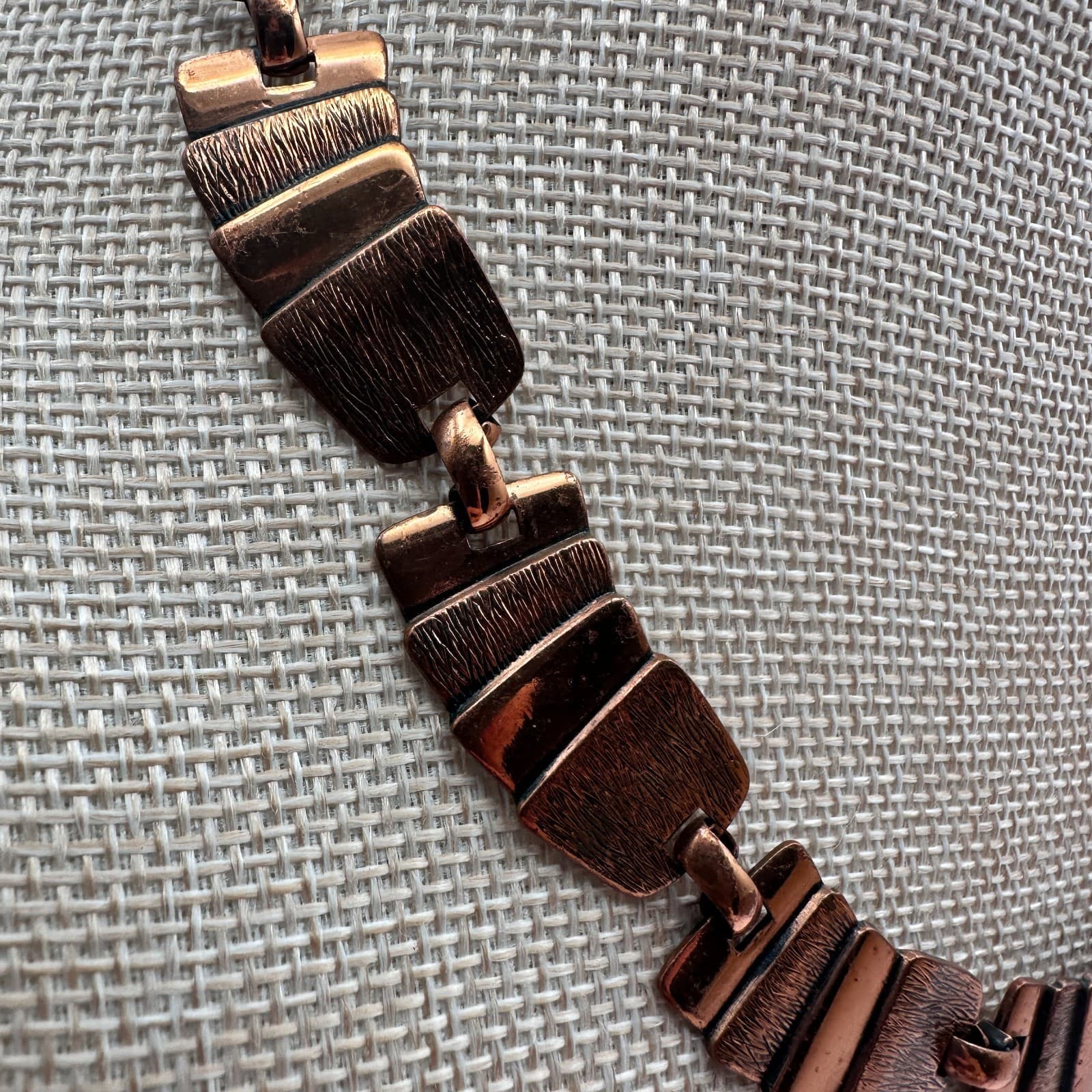 Vintage 90s Copper Tone Textured Panel Collar Necklace Boho Women's Jewelry - Thumbnail 5