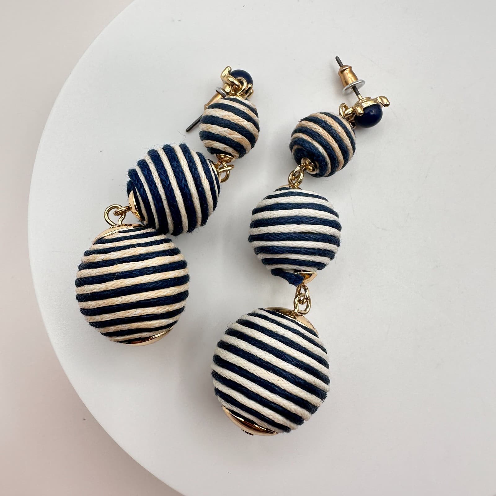 Vintage Y2K Rope Wrap & Gold Tone Wrap Drop/Dangle Earrings Set 2 Pair Jewelry - Thumbnail 3