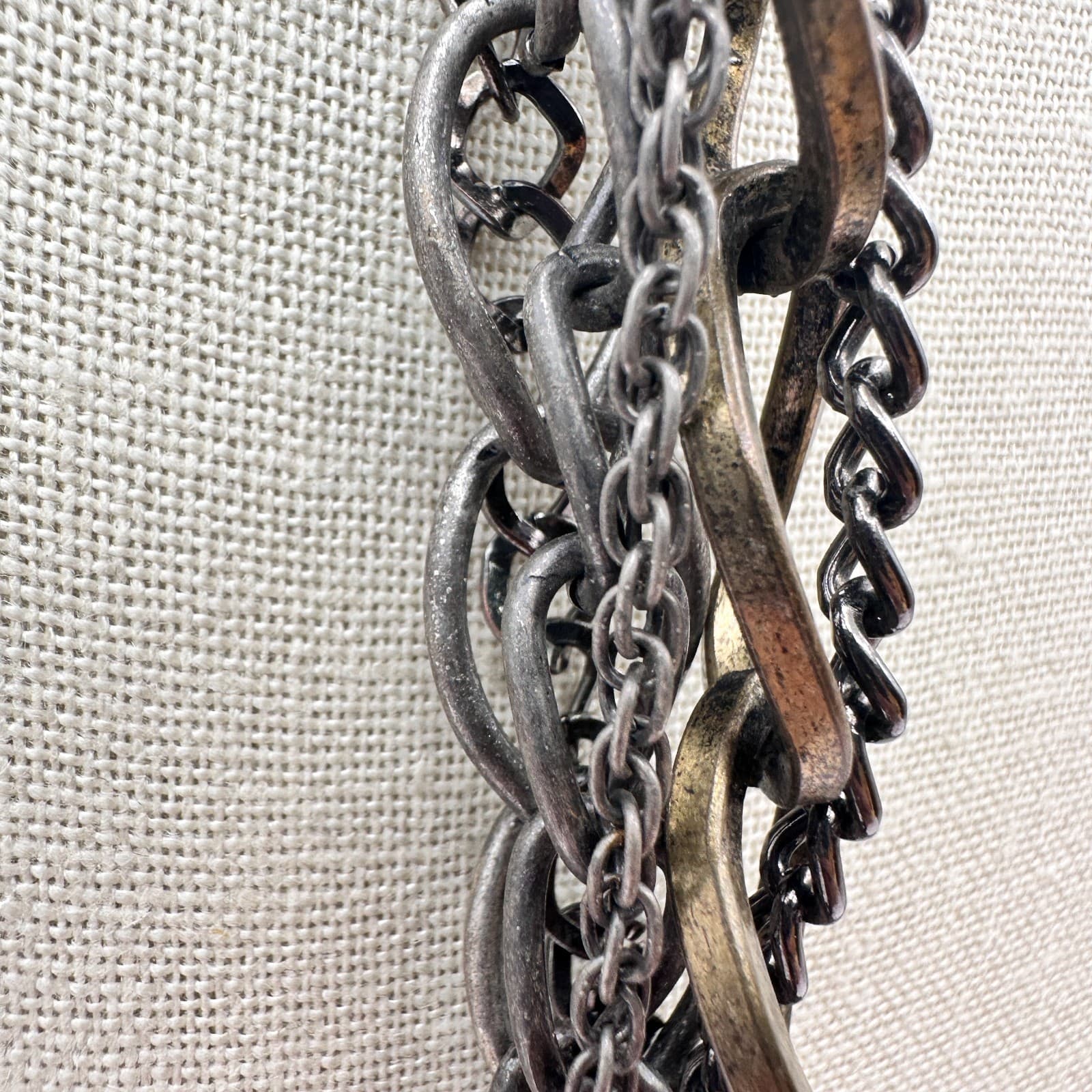 Vintage 90s Boho Multi Strand Chain Statement Necklace Women's Classic Jewelry - Thumbnail 4