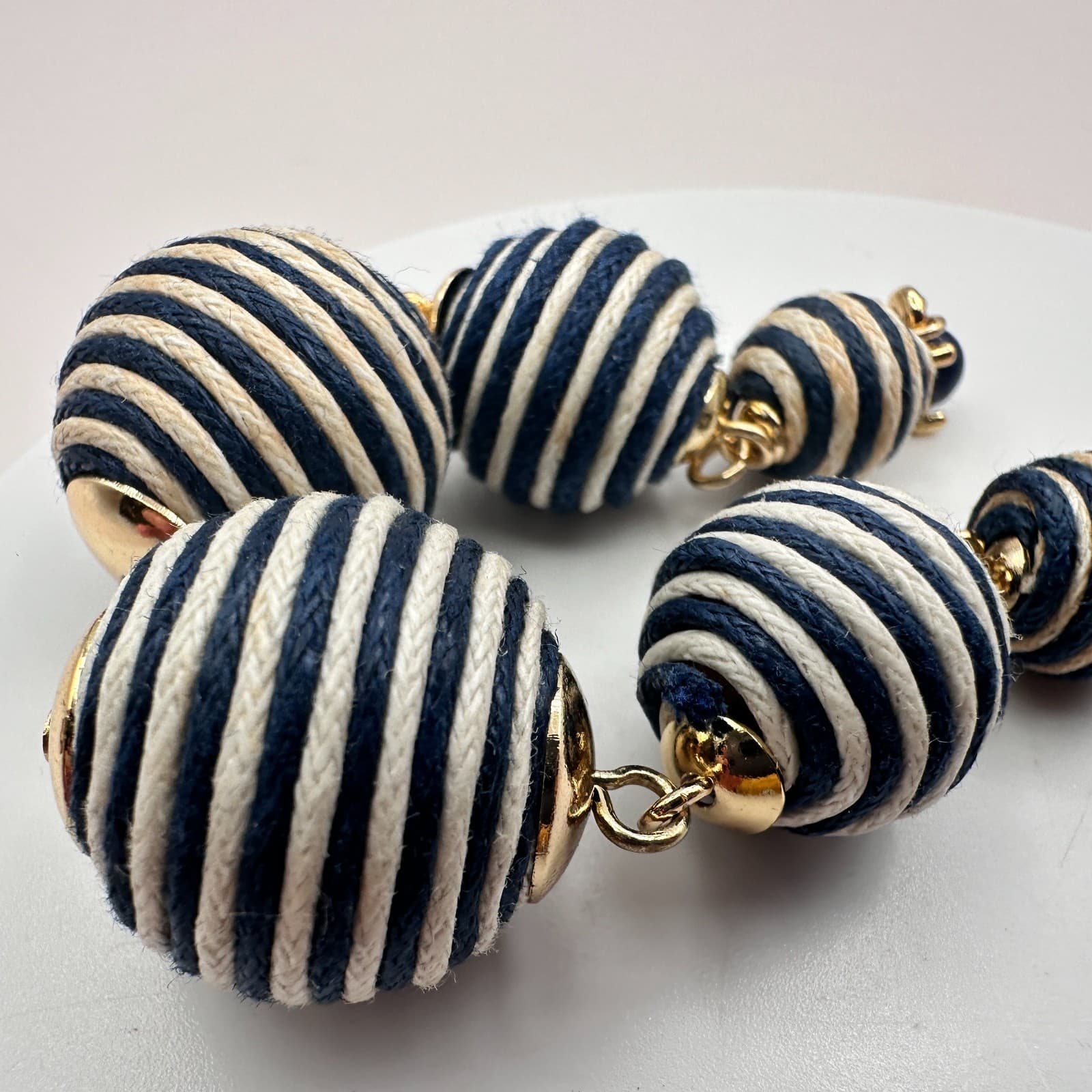 Vintage Y2K Rope Wrap & Gold Tone Wrap Drop/Dangle Earrings Set 2 Pair Jewelry - Thumbnail 4