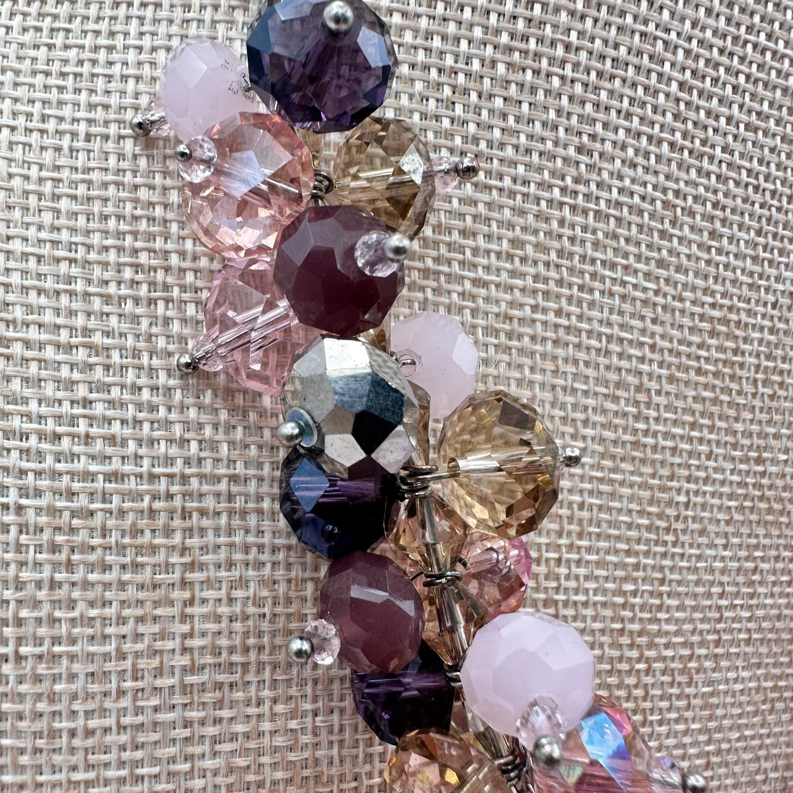 Vintage 90s Ali Khan New York Ribbon Strap Cluster Beaded Necklace Jewelry - Thumbnail 3