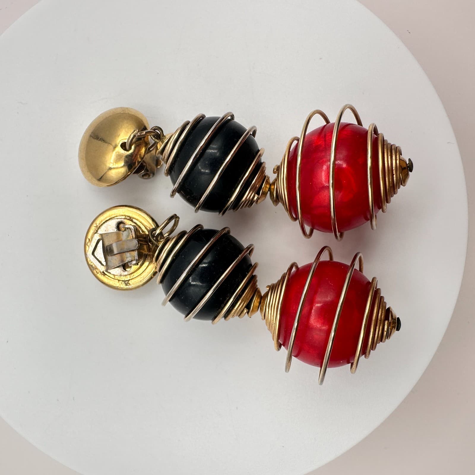 Vintage Y2K Rope Wrap & Gold Tone Wrap Drop/Dangle Earrings Set 2 Pair Jewelry - Thumbnail 7