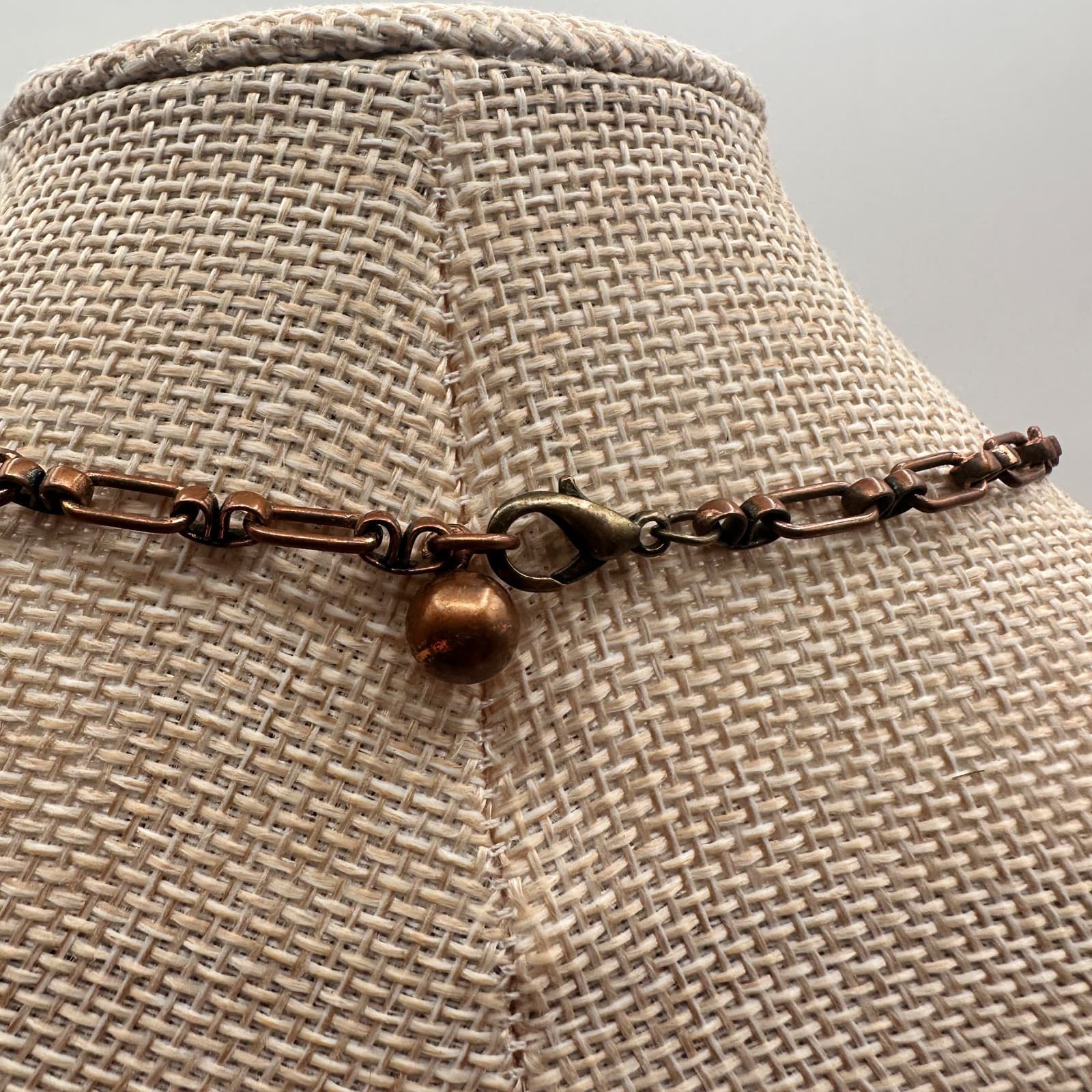 Vintage 90s Copper Tone Textured Panel Collar Necklace Boho Women's Jewelry - Thumbnail 8