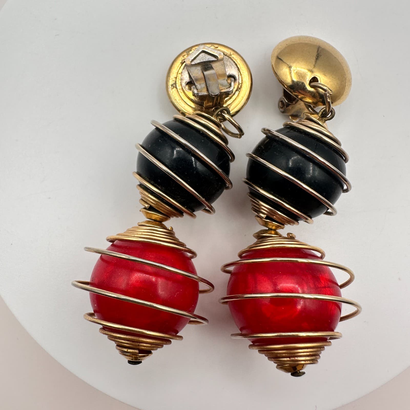 Vintage Y2K Rope Wrap & Gold Tone Wrap Drop/Dangle Earrings Set 2 Pair Jewelry - Thumbnail 8