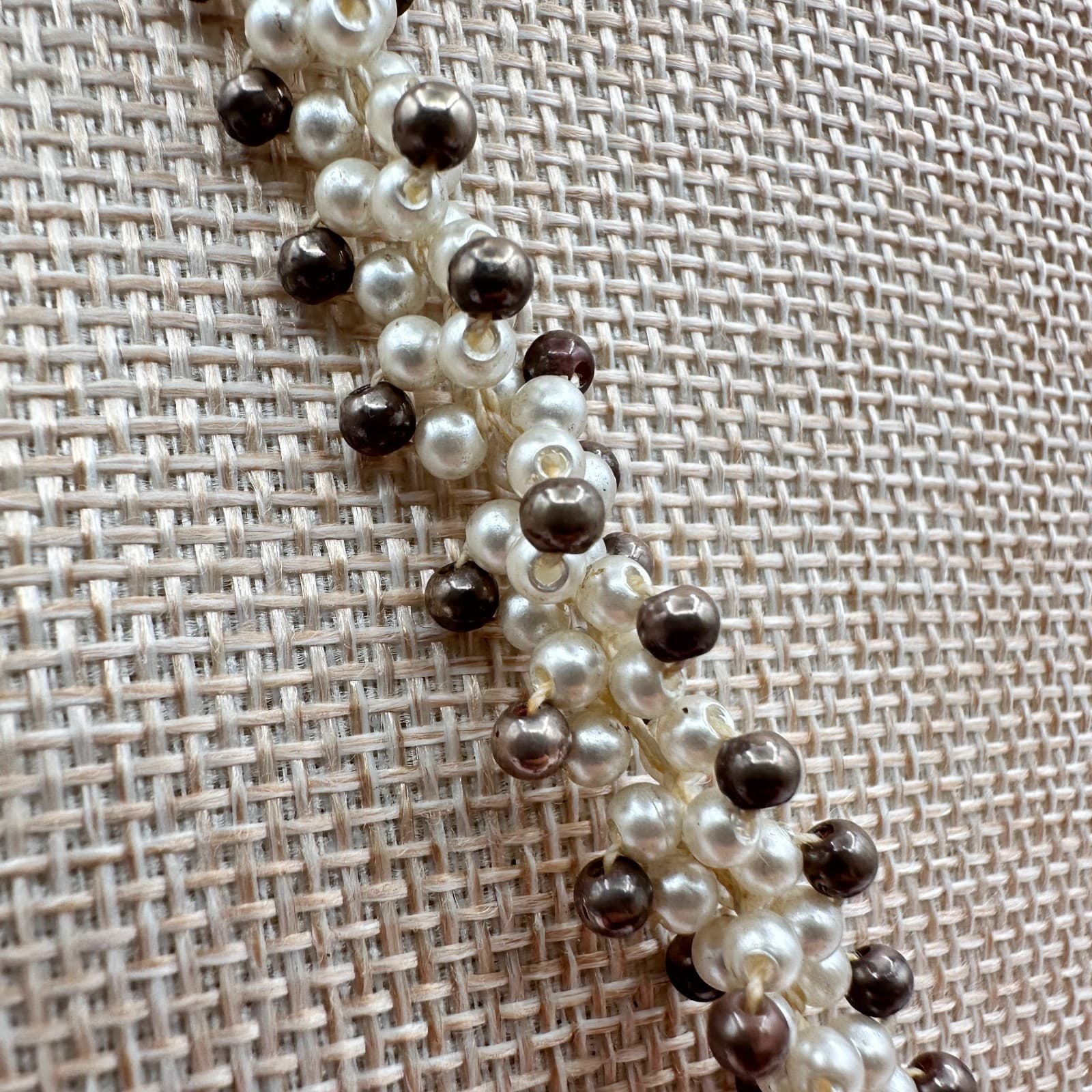 Vintage 90s Twisted Faux Pearl Bead Necklace Boho Statement Fashion Jewelry - Thumbnail 5