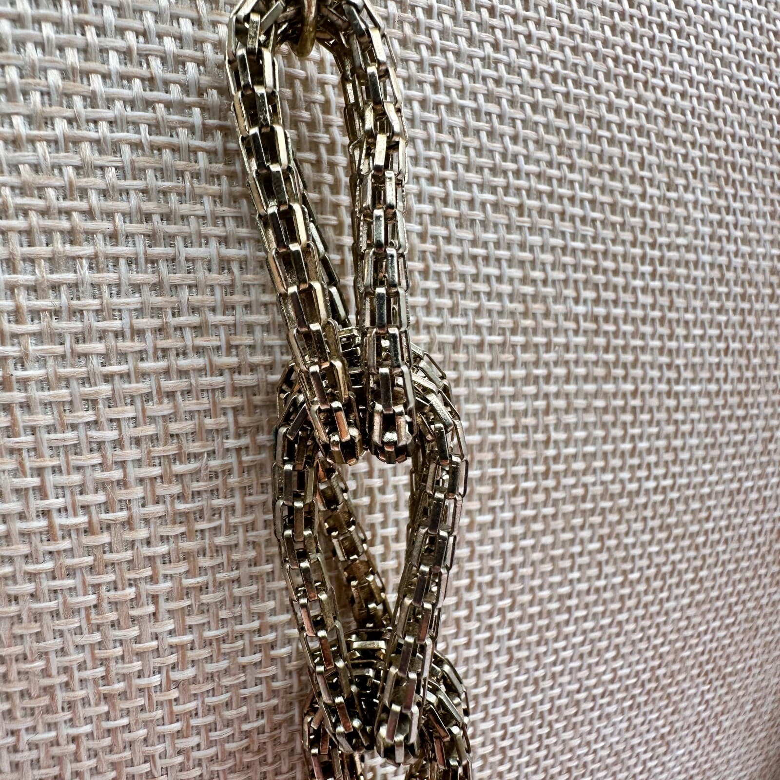 Vintage 90s Gold Tone Multi Strand Mesh Link Chunky Statement Necklace Jewelry - Thumbnail 5
