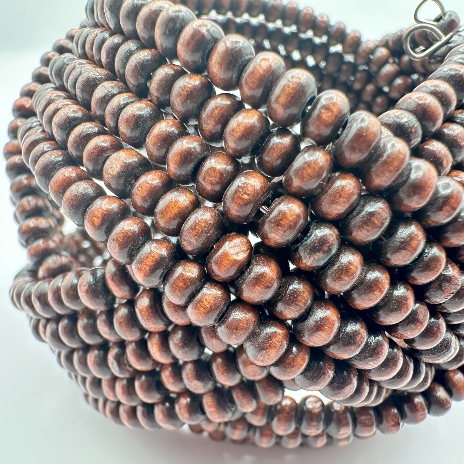 Vintage 90s Boho Seed Beaded Memory Wire Cuff Bracelet Set Statement Jewelry - Thumbnail 3