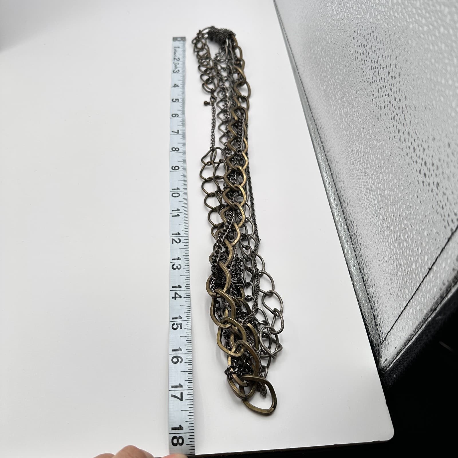 Vintage 90s Boho Multi Strand Chain Statement Necklace Women's Classic Jewelry - Thumbnail 7