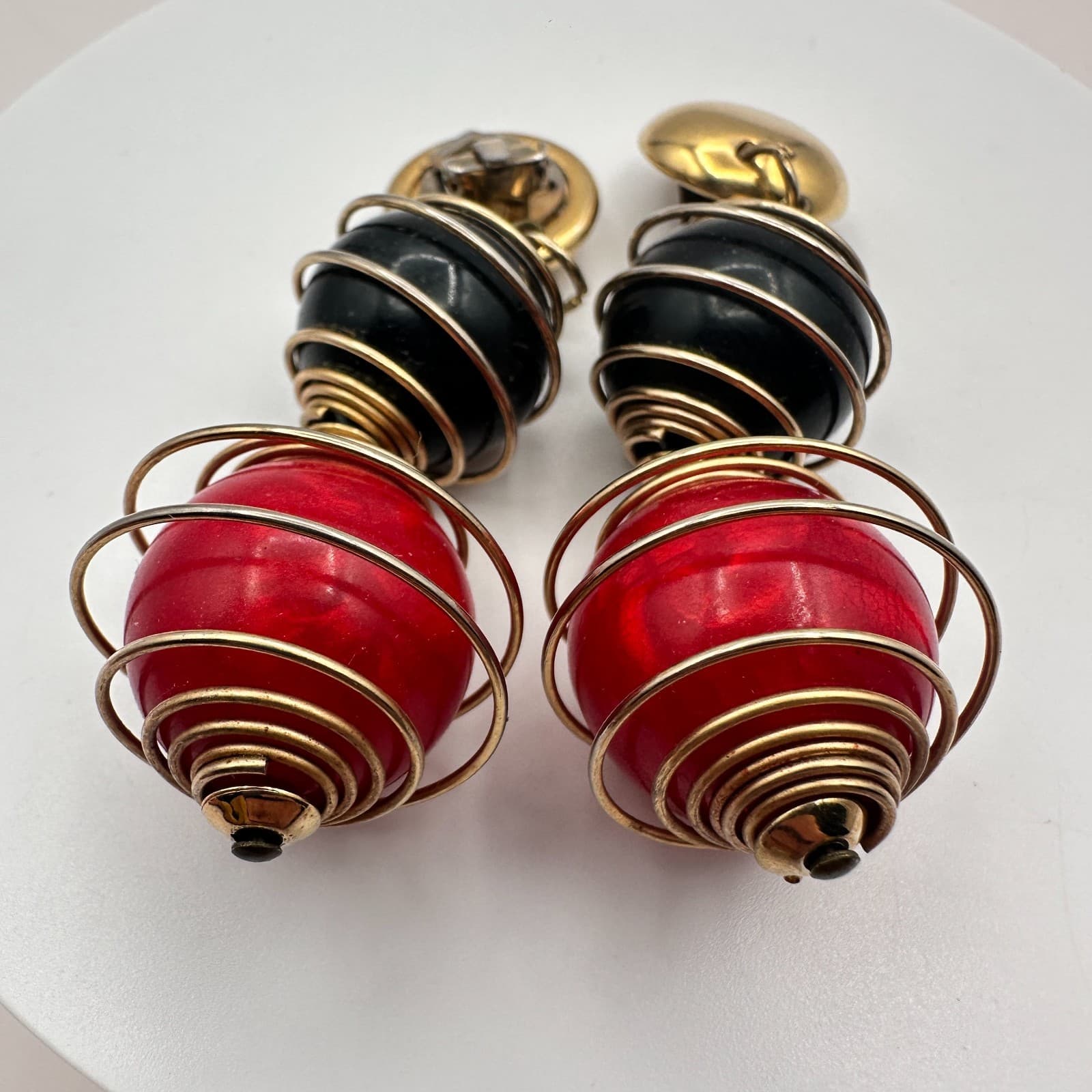Vintage Y2K Rope Wrap & Gold Tone Wrap Drop/Dangle Earrings Set 2 Pair Jewelry - Thumbnail 9