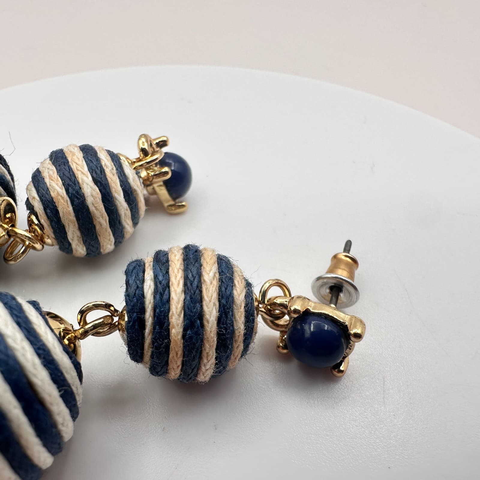 Vintage Y2K Rope Wrap & Gold Tone Wrap Drop/Dangle Earrings Set 2 Pair Jewelry - Thumbnail 5