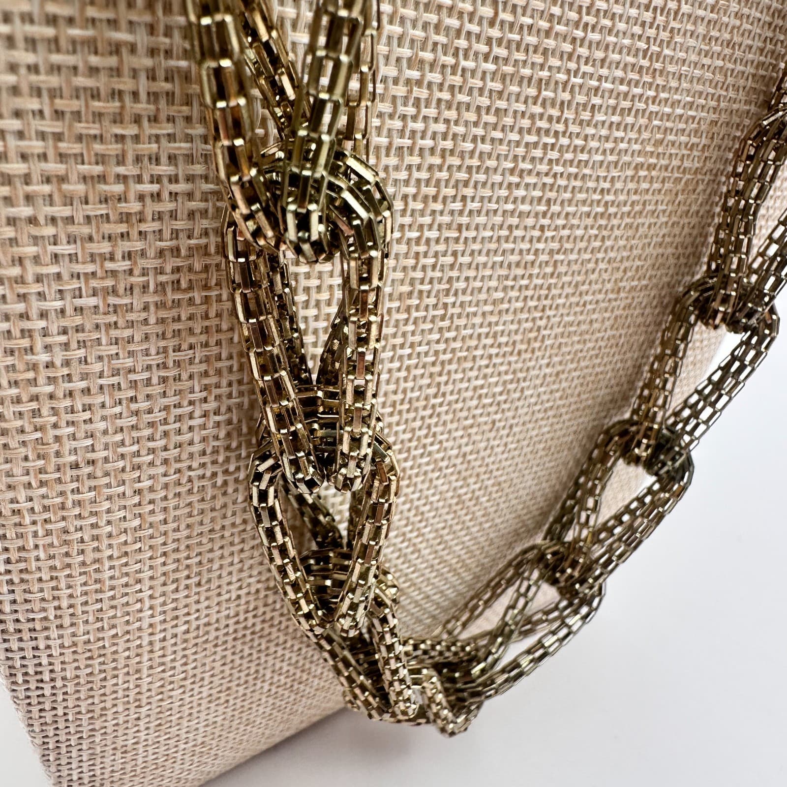 Vintage 90s Gold Tone Multi Strand Mesh Link Chunky Statement Necklace Jewelry - Thumbnail 4