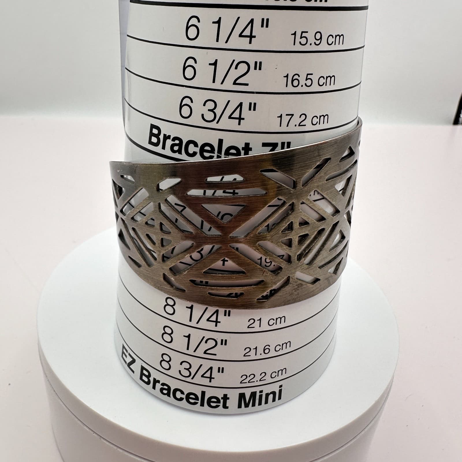 Vintage 80s Silver Tone Cutout Cuff Bracelet Geometric Wide Statement Jewelry - Thumbnail 7