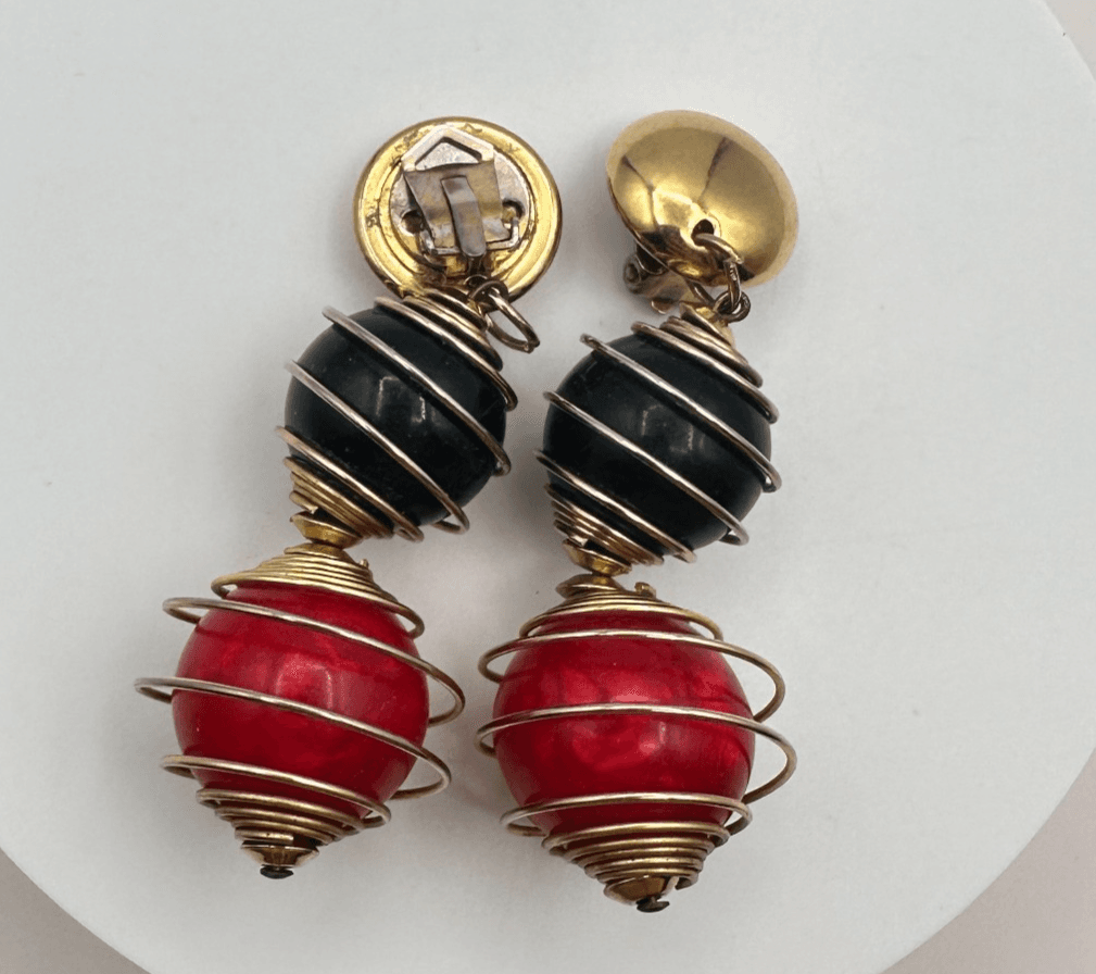 Vintage Y2K Rope Wrap & Gold Tone Wrap Drop/Dangle Earrings Set 2 Pair Jewelry - Thumbnail 6