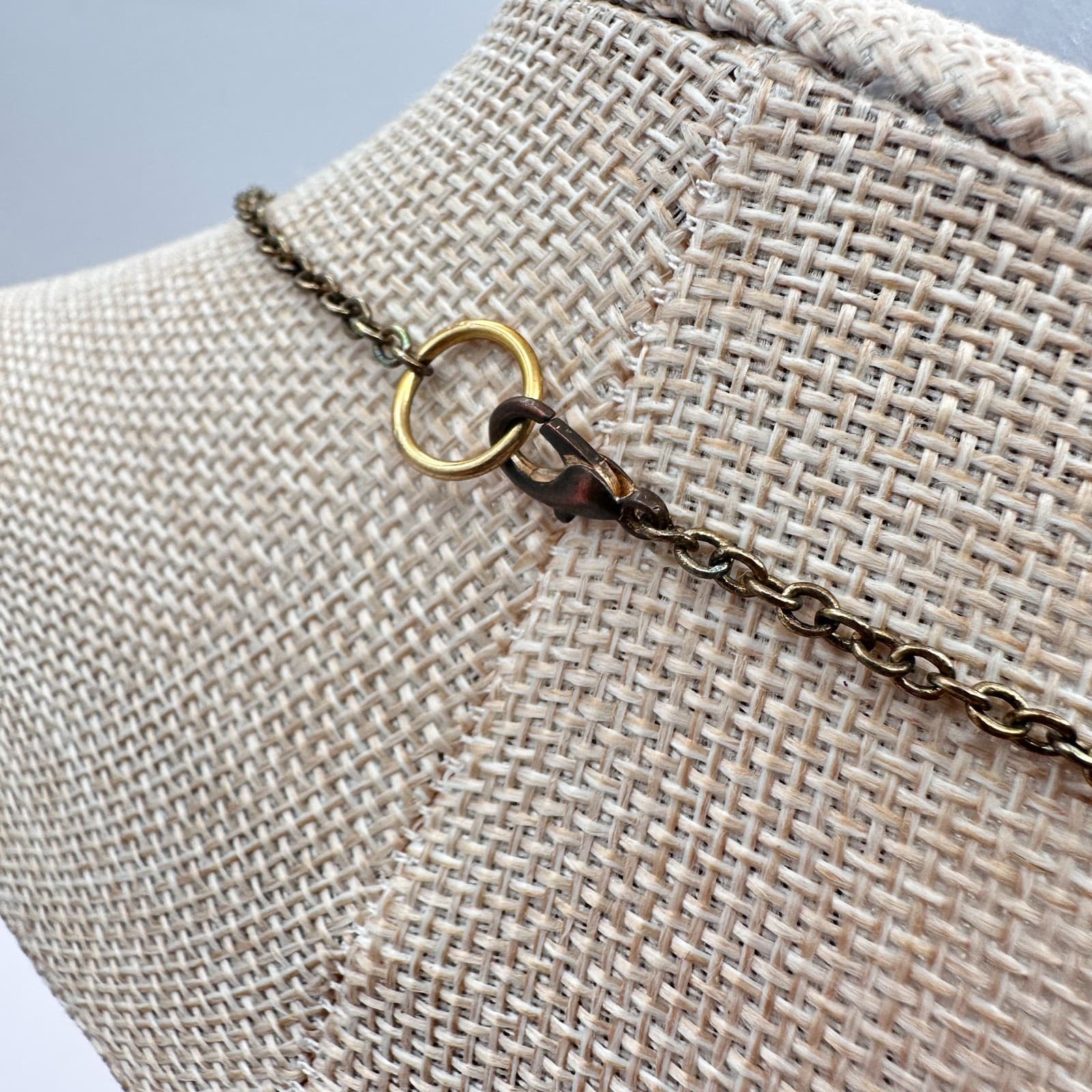 Vintage 90s Beaded Hammered Bronze Tone Coin Necklace Statement Women's Jewelry - Thumbnail 8