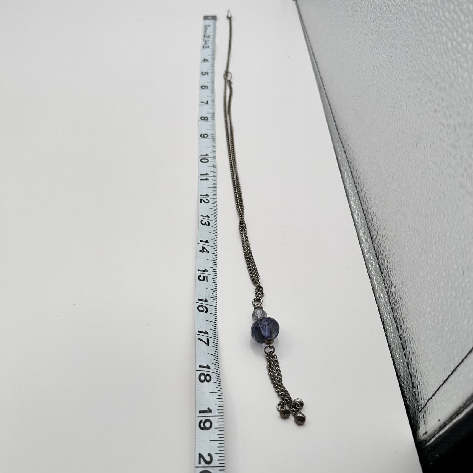 Vintage 90s Faceted Beaded Tassel Necklace Silver Tone Boho Statement Jewelry - Thumbnail 9