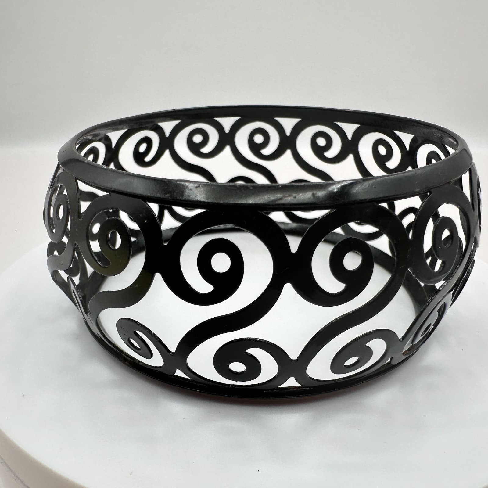 Vintage 90s Candle Scroll Collectin Black Metal Jar Candle Holder Votive Jewelry - Thumbnail 5