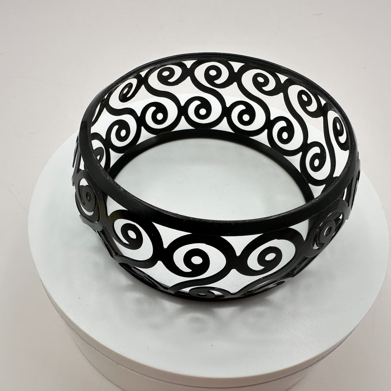 Vintage 90s Candle Scroll Collectin Black Metal Jar Candle Holder Votive Jewelry - Thumbnail 3