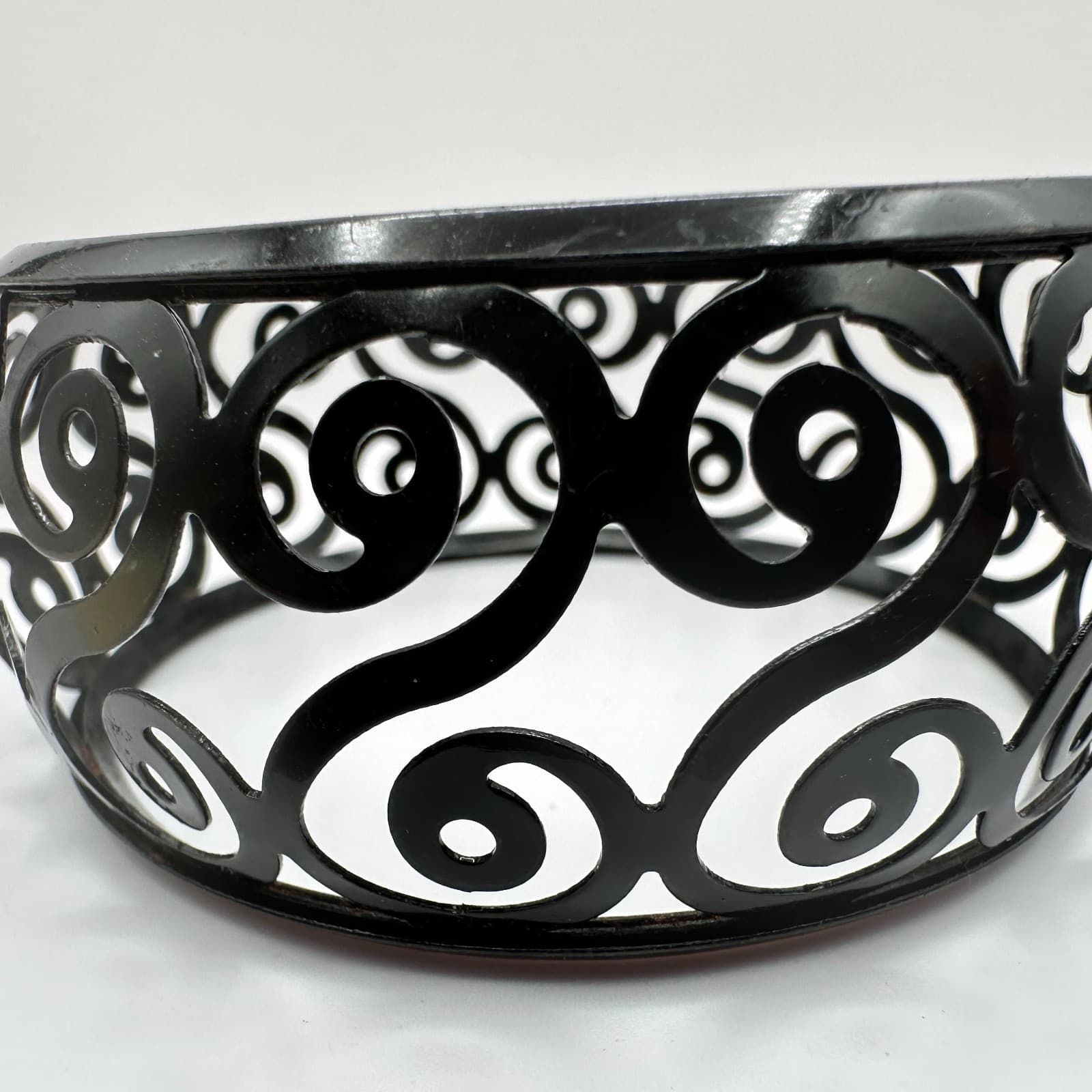 Vintage 90s Candle Scroll Collectin Black Metal Jar Candle Holder Votive Jewelry - Thumbnail 7