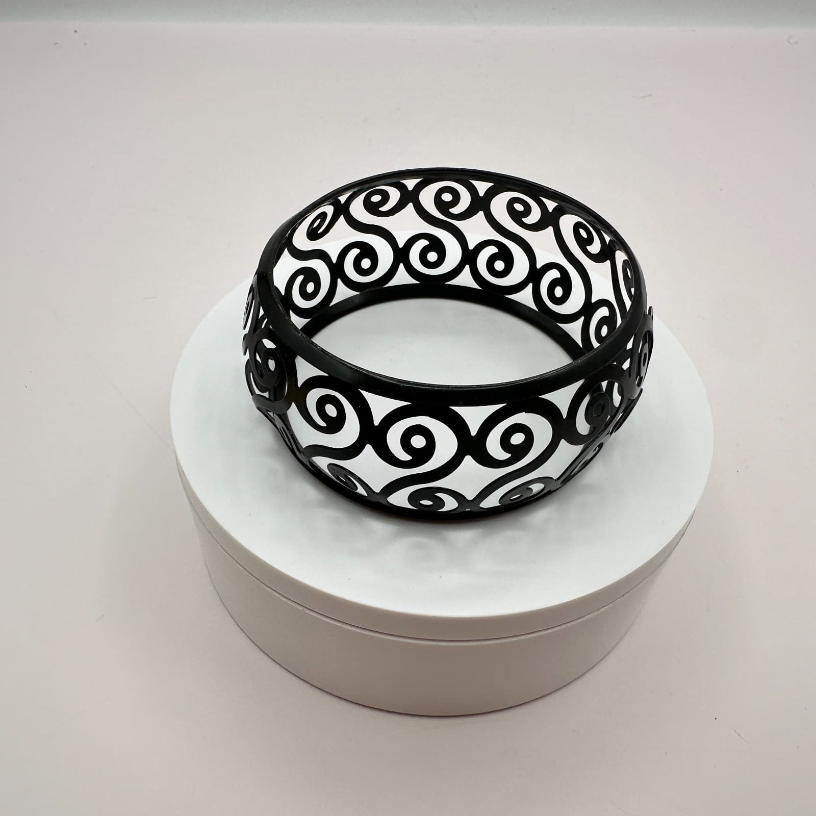 Vintage 90s Candle Scroll Collectin Black Metal Jar Candle Holder Votive Jewelry - Thumbnail 2