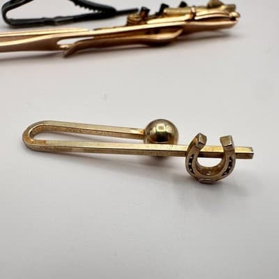 Vintage 90s Men's Tie Clip Bar Clasp Lot Gold Silver Tone Novelty Sword Jewelry - Thumbnail 10