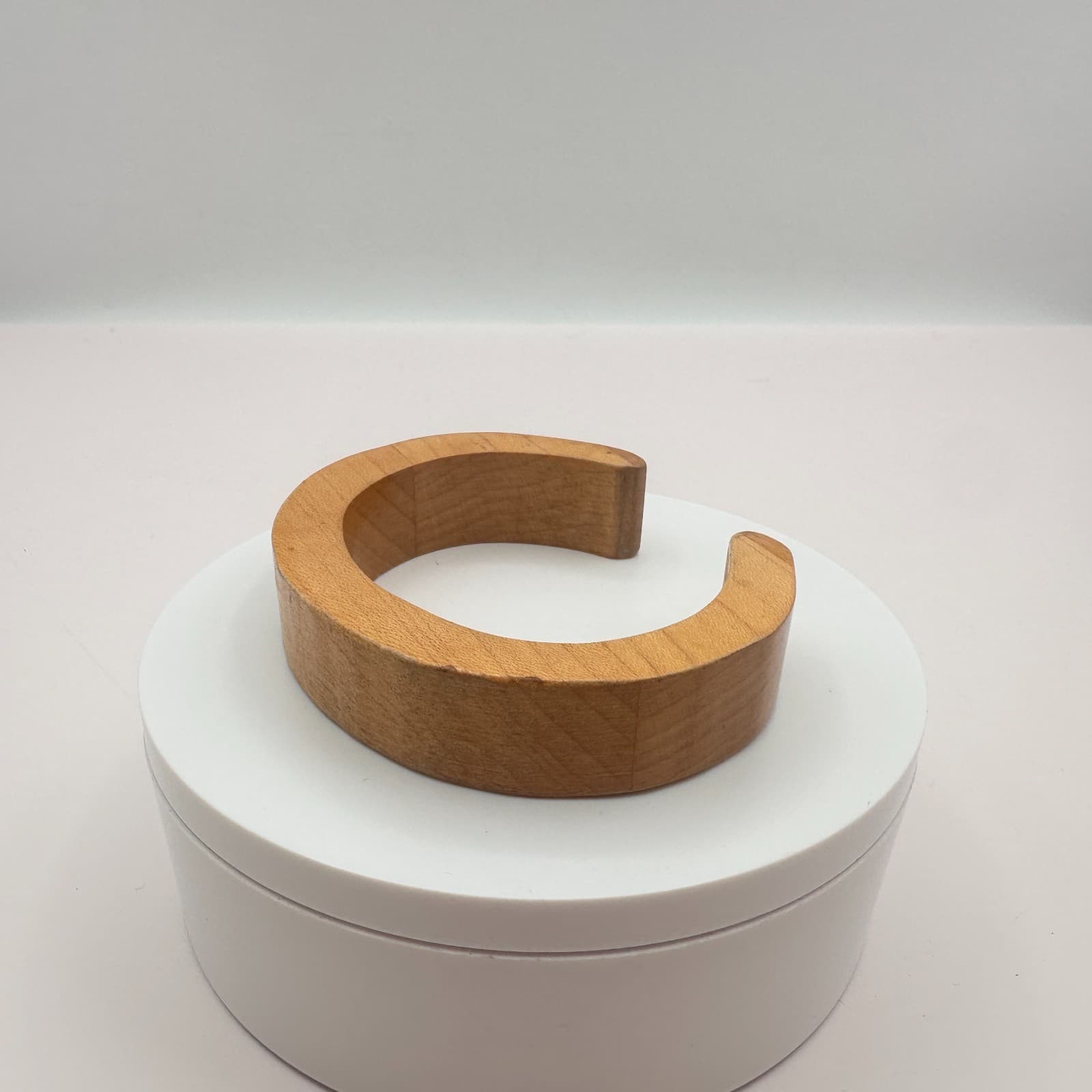 Vintage 90s Brown Wide Natural Wood Cuff Bracelet Boho Chunky Statement Jewelry - Thumbnail 5