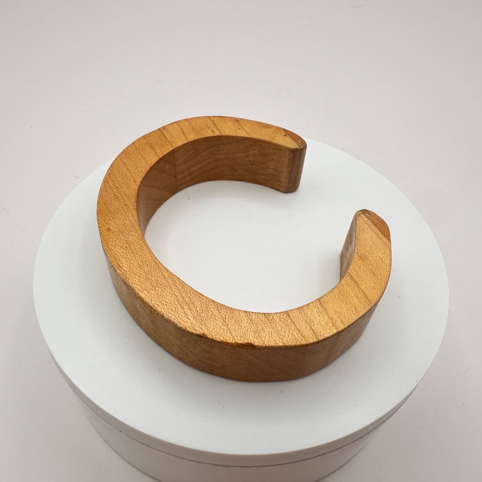 Vintage 90s Brown Wide Natural Wood Cuff Bracelet Boho Chunky Statement Jewelry - Thumbnail 2