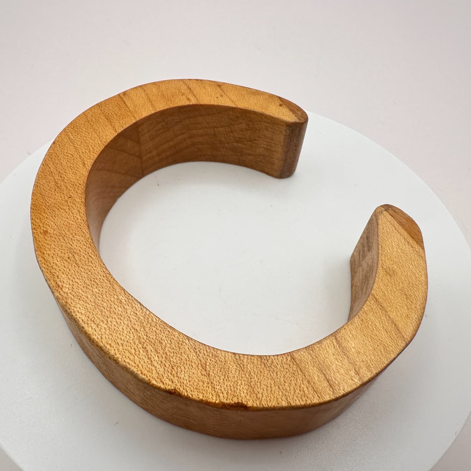 Vintage 90s Brown Wide Natural Wood Cuff Bracelet Boho Chunky Statement Jewelry - Thumbnail 3