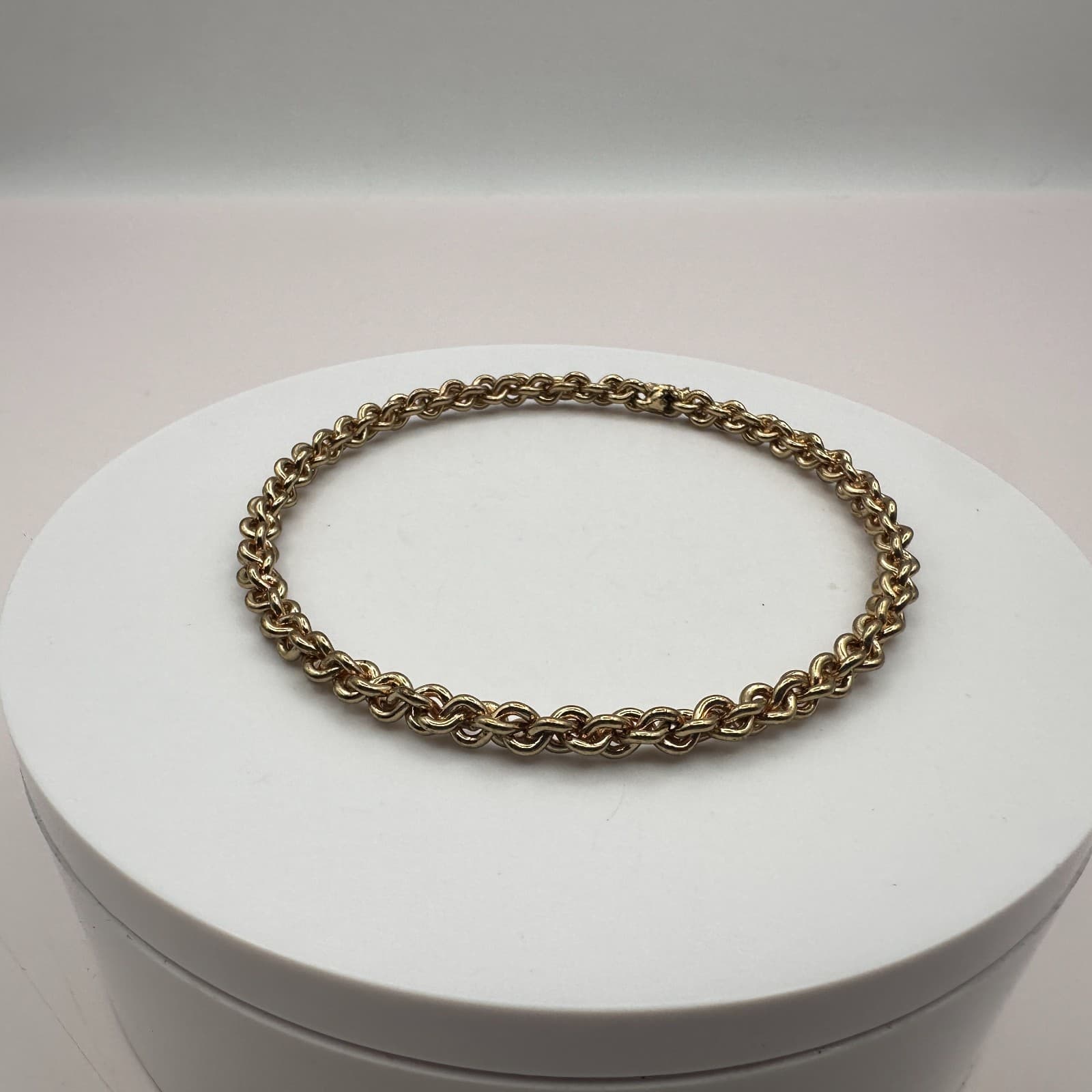Vintage 90s Gold Tone Double Link Rope Chain Bracelet Women's Classic Jewelry - Thumbnail 2