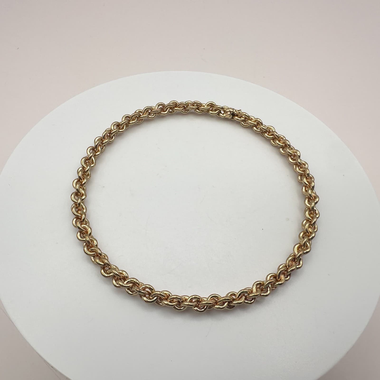 Vintage 90s Gold Tone Double Link Rope Chain Bracelet Women's Classic Jewelry - Thumbnail 3