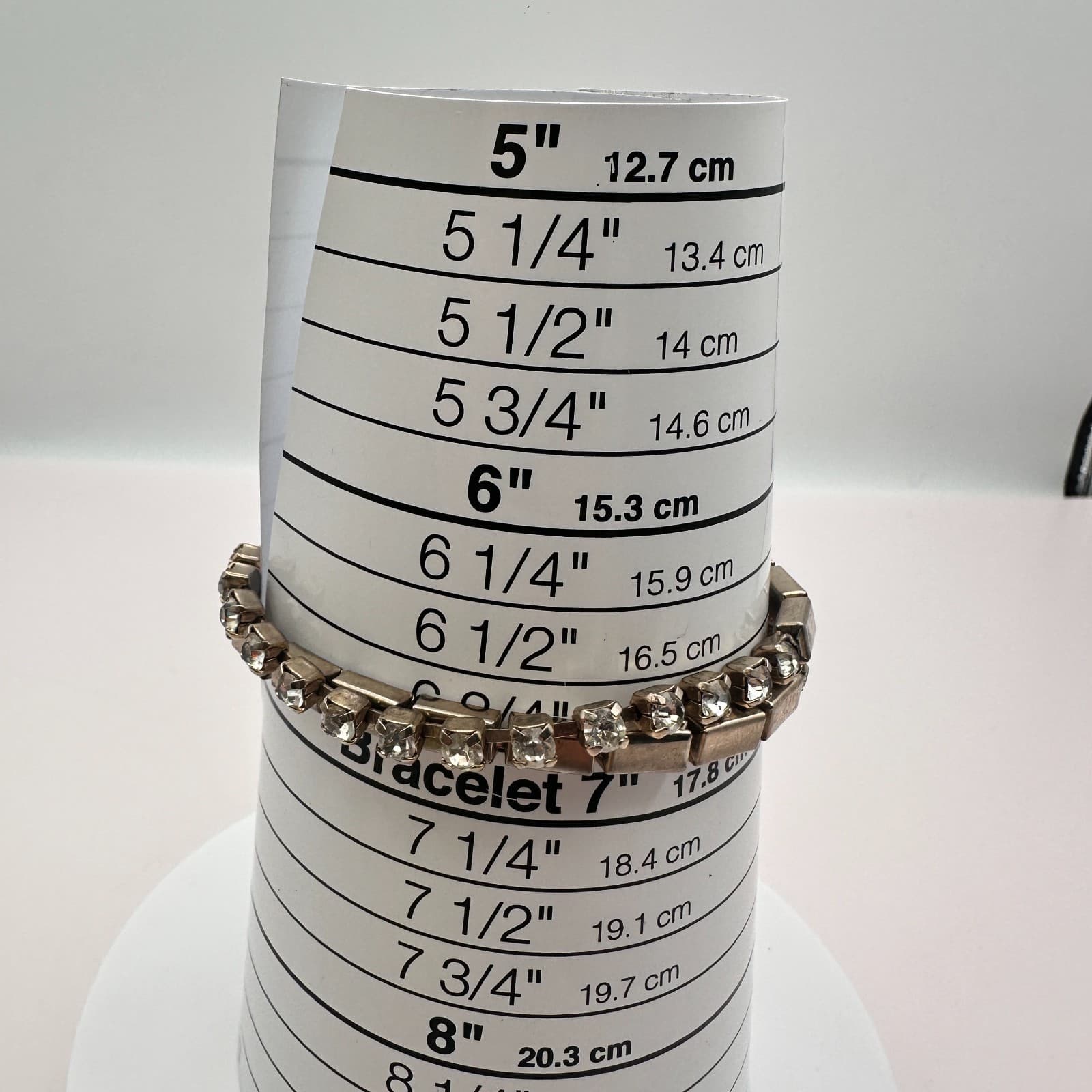 Vintage 90s Silver Tone Clear Rhinestone Double Strand Bracelet Women's Jewelry - Thumbnail 7