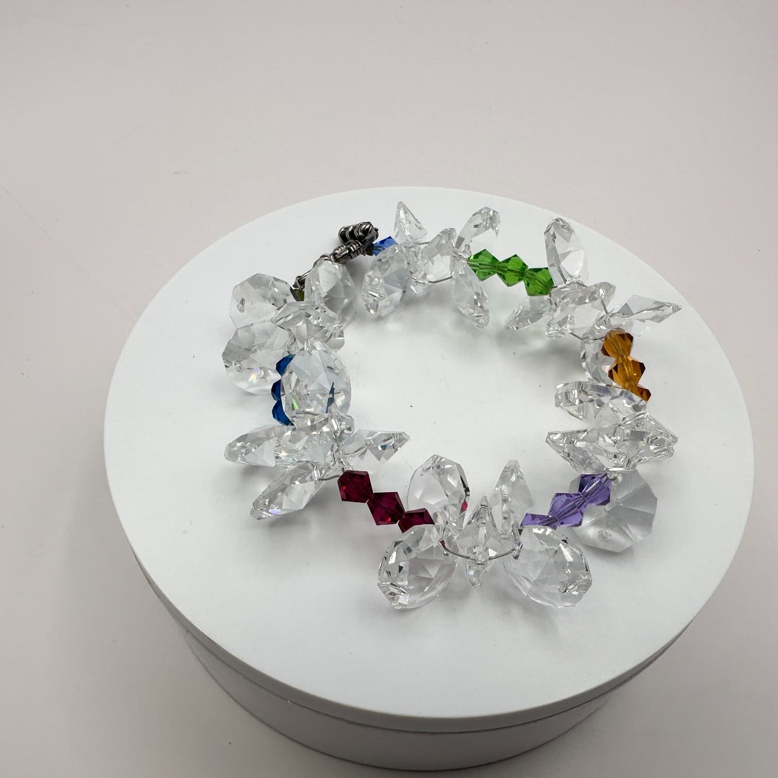 Vintage 90s Faceted Beaded Bracelet Statement Women's Classic Fashion Jewelry - Thumbnail 2