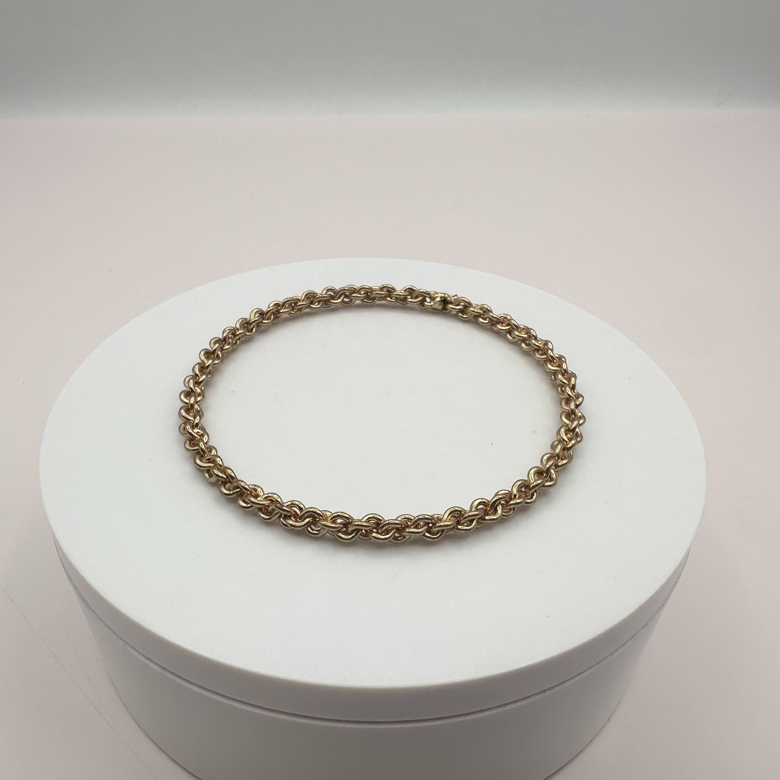 Vintage 90s Gold Tone Double Link Rope Chain Bracelet Women's Classic Jewelry - Thumbnail 6