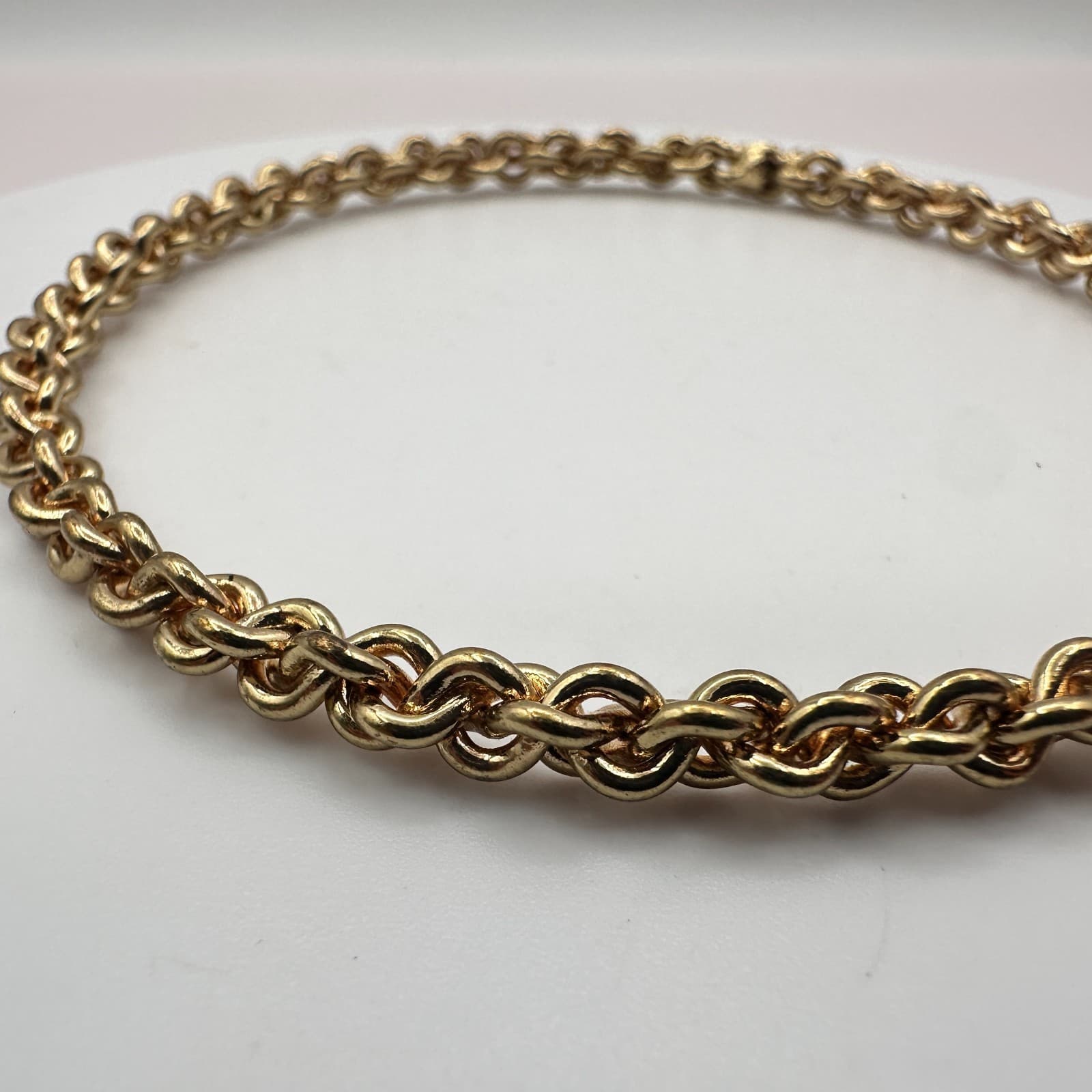 Vintage 90s Gold Tone Double Link Rope Chain Bracelet Women's Classic Jewelry - Thumbnail 4