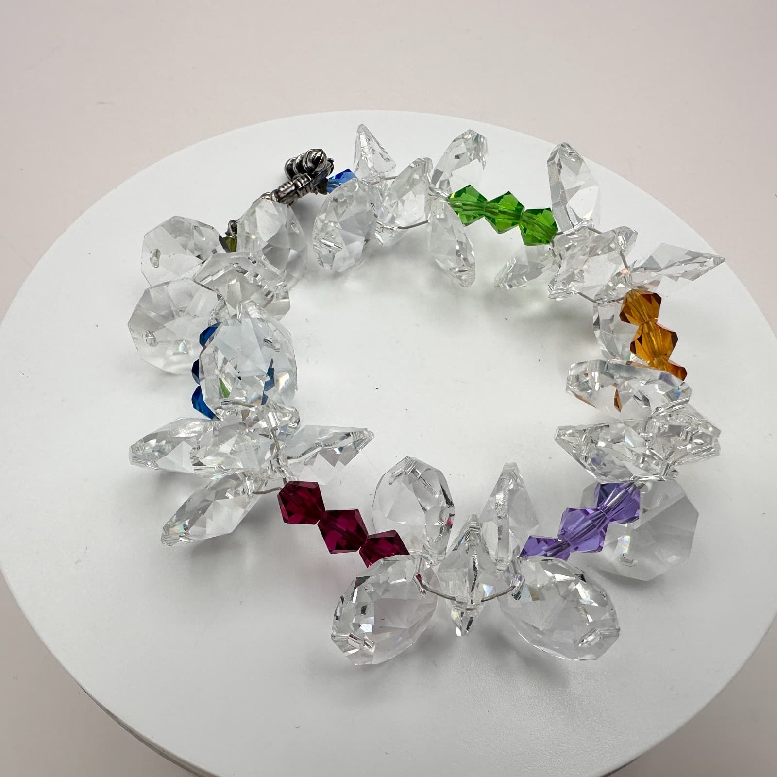 Vintage 90s Faceted Beaded Bracelet Statement Women's Classic Fashion Jewelry - Thumbnail 3