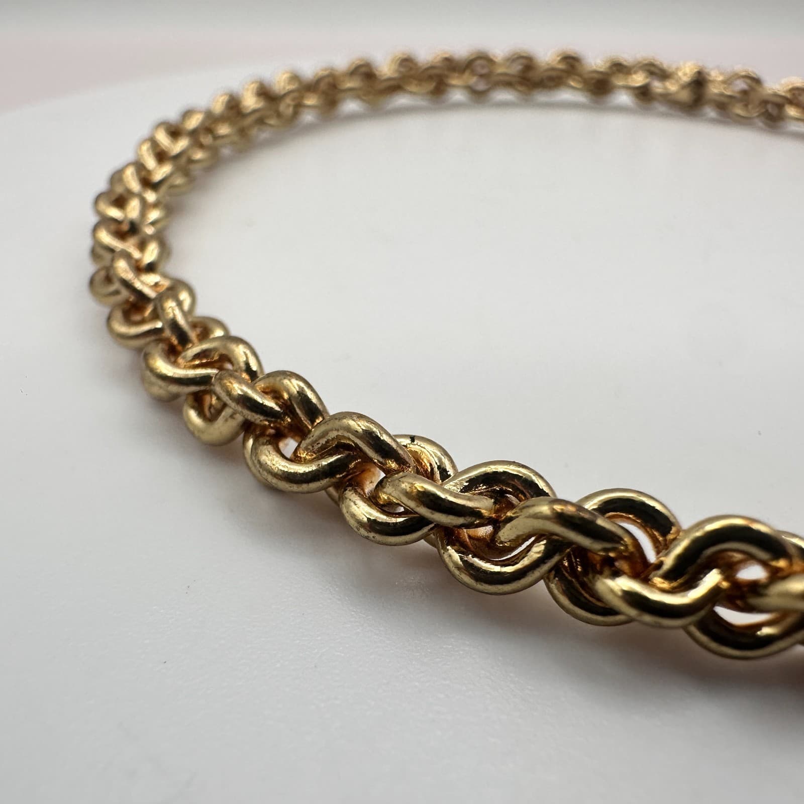 Vintage 90s Gold Tone Double Link Rope Chain Bracelet Women's Classic Jewelry - Thumbnail 5