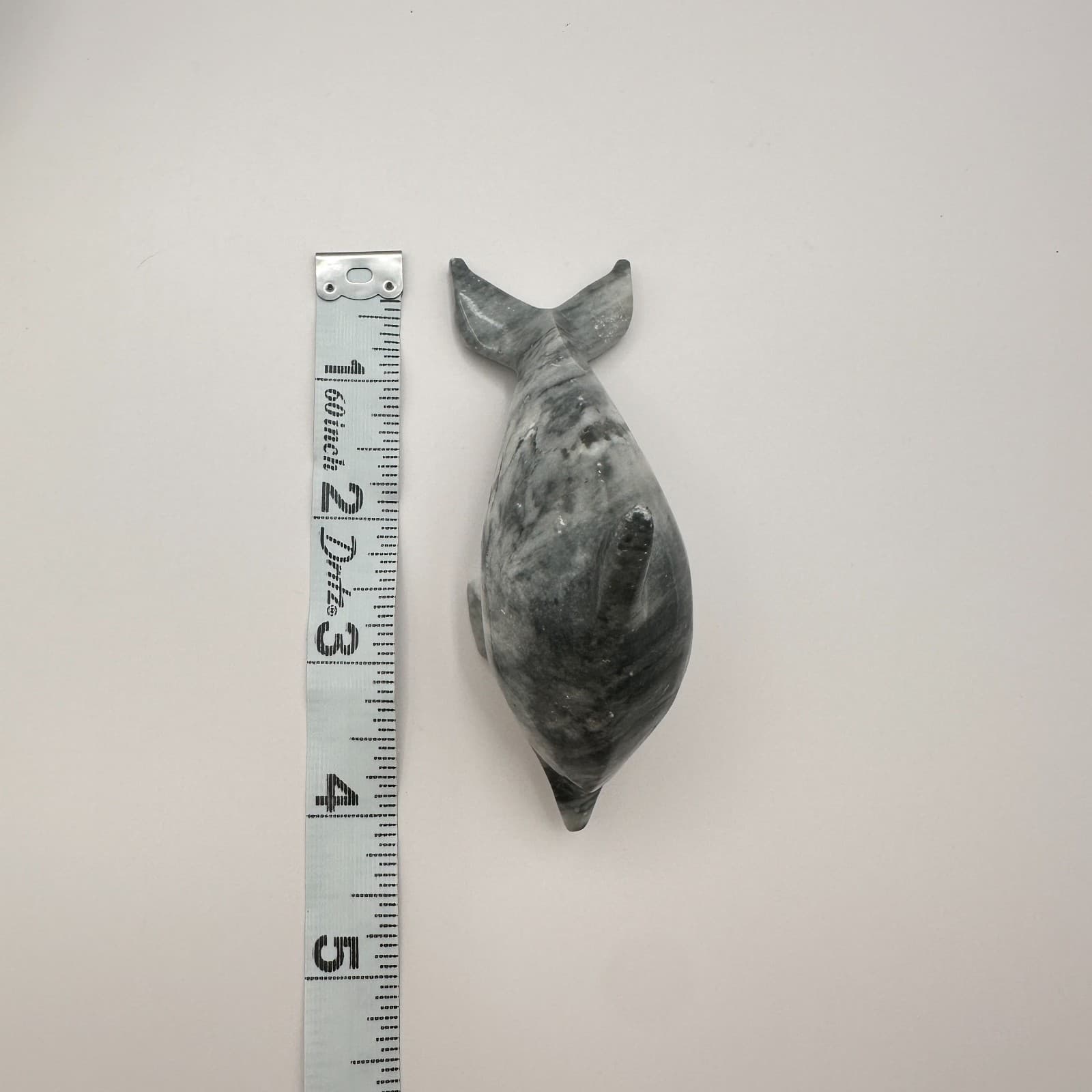 Vintage 90s Dolphin Figurine Gray Marbled Soapstone Ocean Home Decor Accessories - Thumbnail 6
