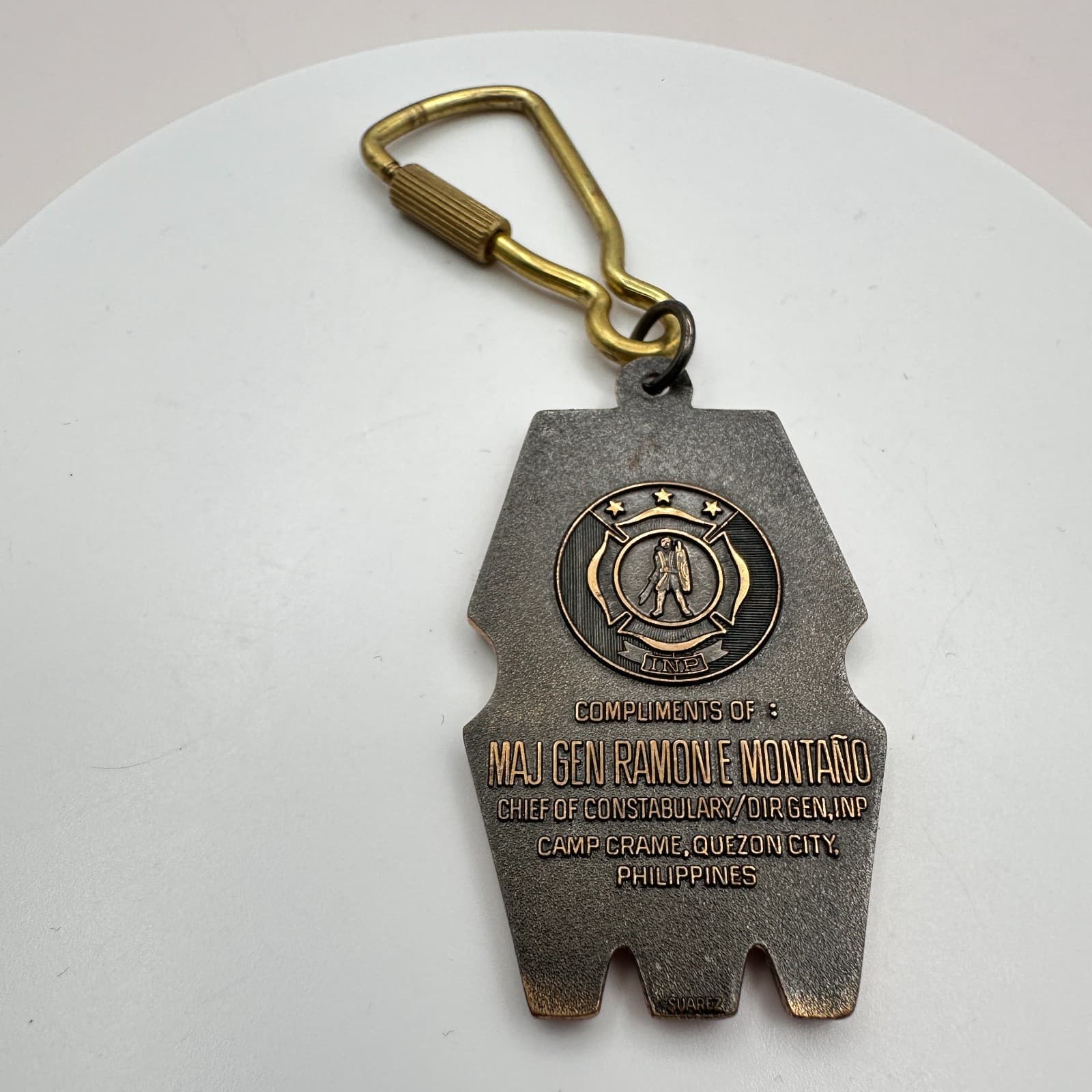 Vintage 80s Philippines Military Police Keychain Maj Gen Ramon Montano Shield - Thumbnail 7