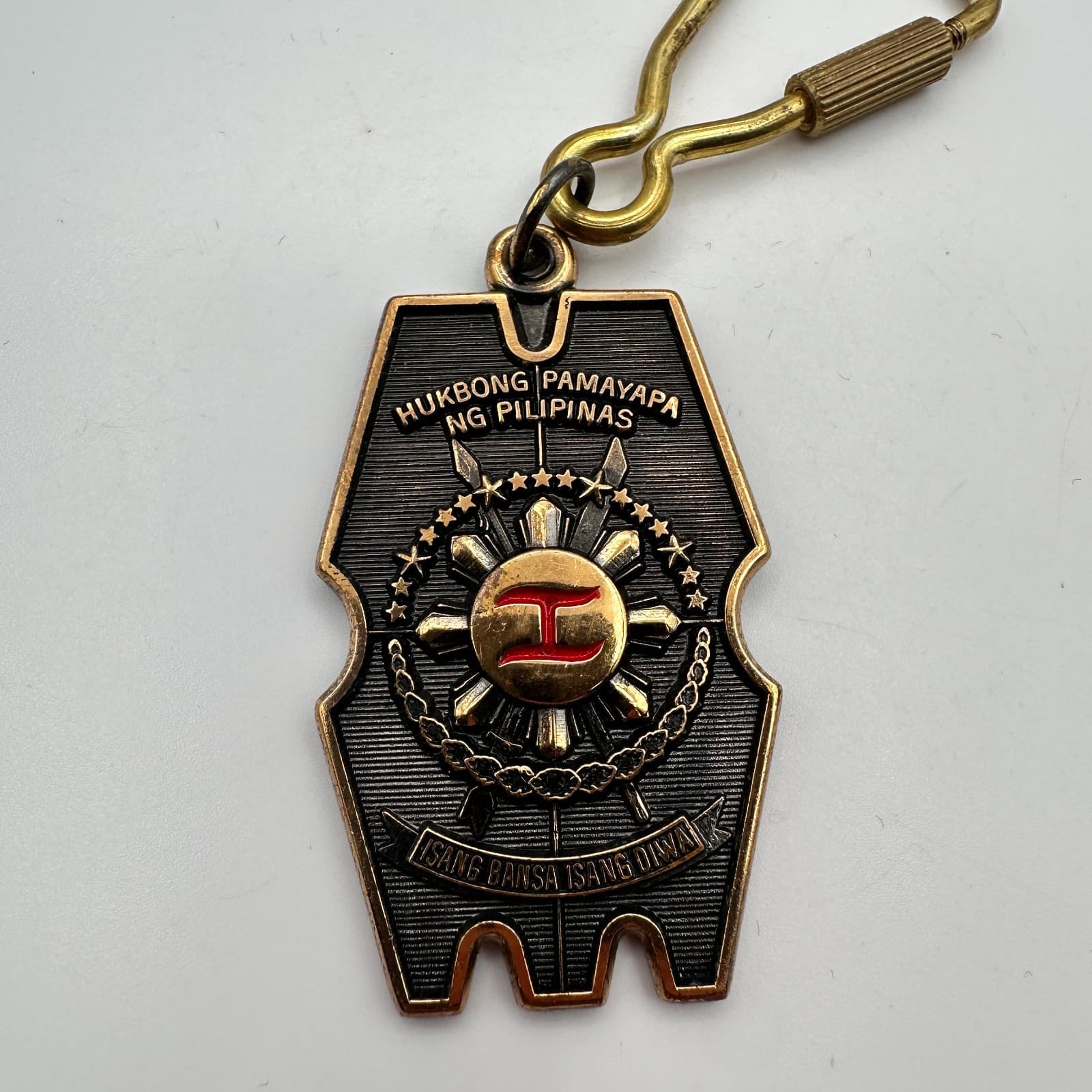 Vintage 80s Philippines Military Police Keychain Maj Gen Ramon Montano Shield - Thumbnail 3