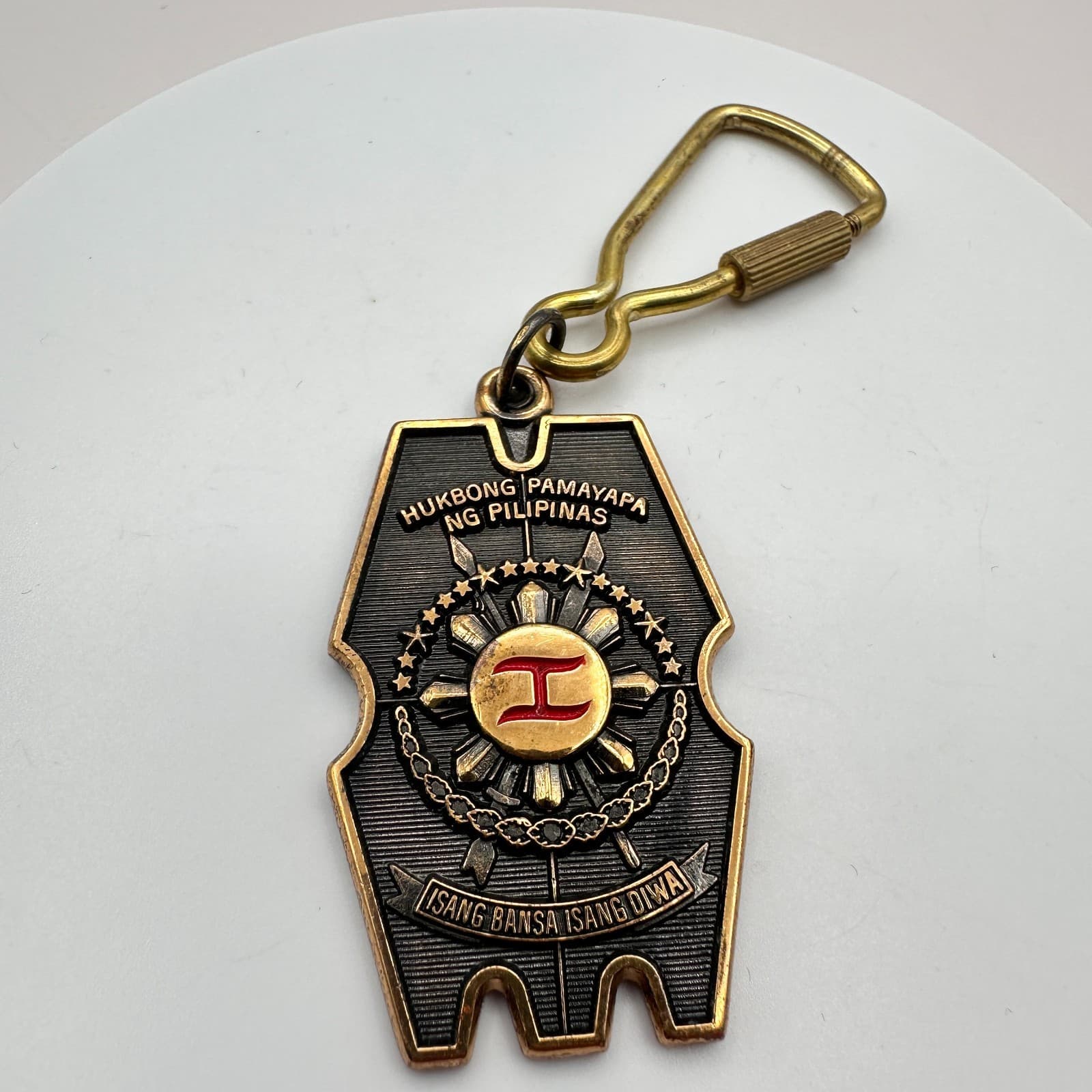 Vintage 80s Philippines Military Police Keychain Maj Gen Ramon Montano Shield - Thumbnail 4