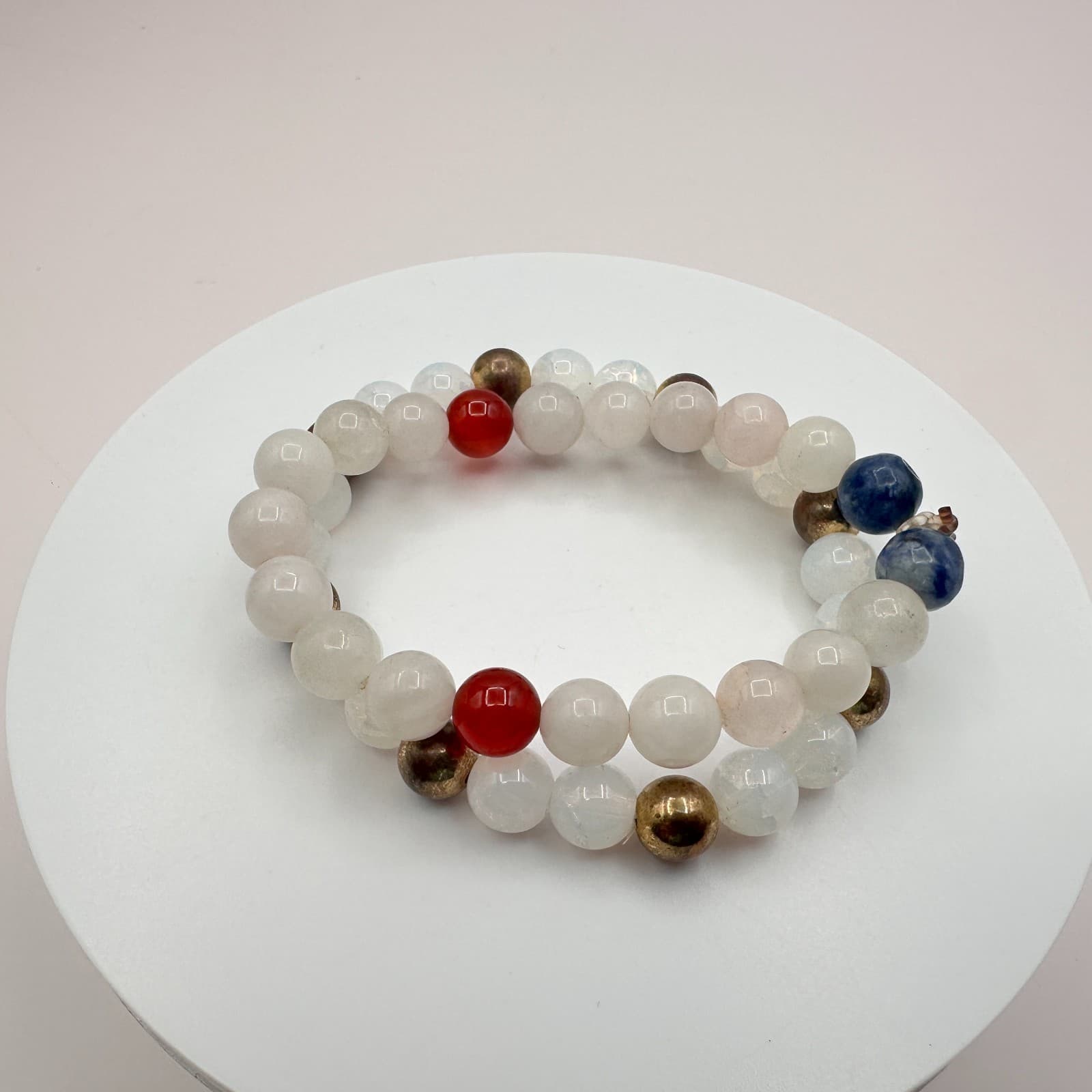 Vintage 90s Glass Beaded Stretch Bracelets Set Boho Classic Fashion Jewelry - Thumbnail 2
