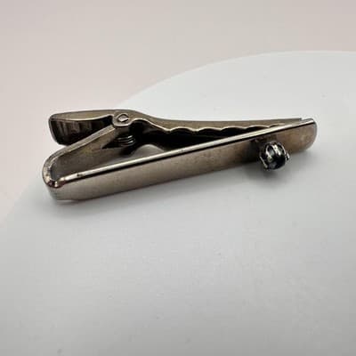 Vintage 80s Men's Tie Bar Clips Set Gold & Silver Tone Glass Stone Retro Jewelry - Thumbnail 6
